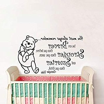 Winnie The Pooh Nursery Quotes Wall Art Pertaining To 2018 Amazon: Wall Decals Quotes Winnie The Pooh Quote – Braver (View 1 of 15)