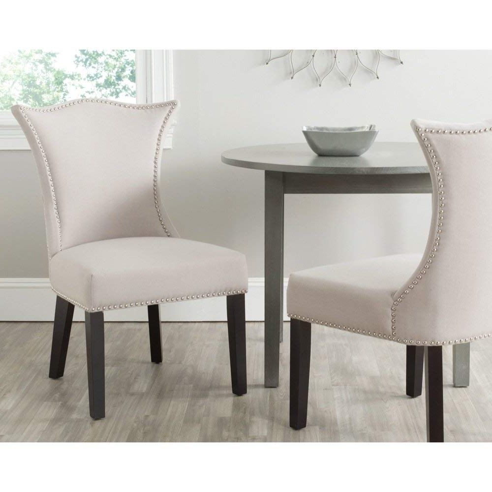 2017 Caira Black 7 Piece Dining Sets With Upholstered Side Chairs Regarding Amazon – Safavieh Mercer Collection Ciara Side Chair, Taupe, Set (View 6 of 25)