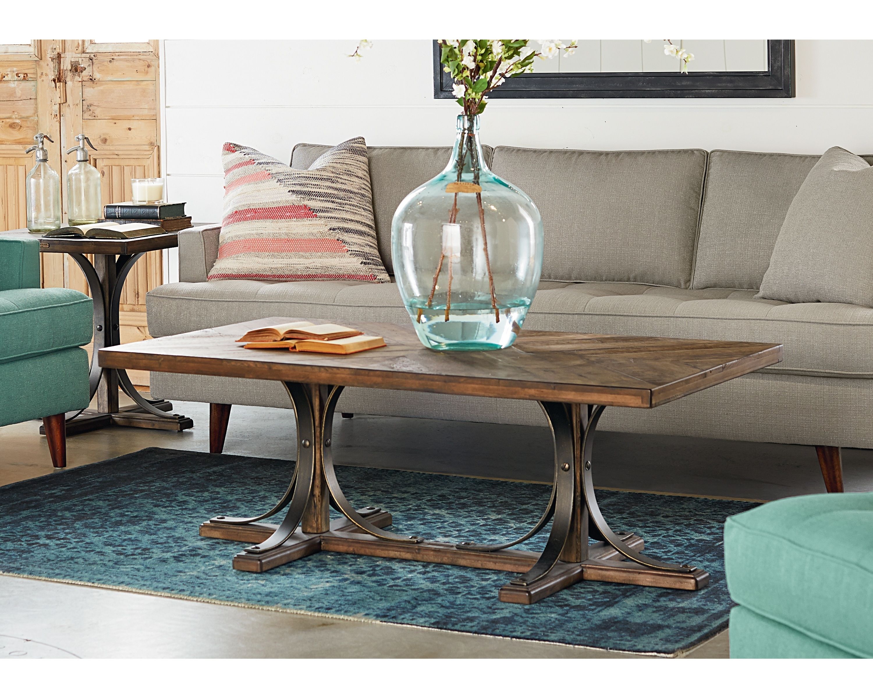 2017 Iron Trestle Coffee Table – Magnolia Home Inside Magnolia Home Shop Floor Dining Tables With Iron Trestle (View 13 of 25)