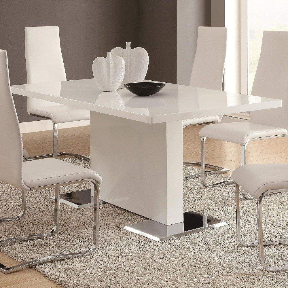 Amazon – Glossy White Contemporary Dining Table – Tables Throughout Well Known Shiny White Dining Tables (Photo 1 of 25)