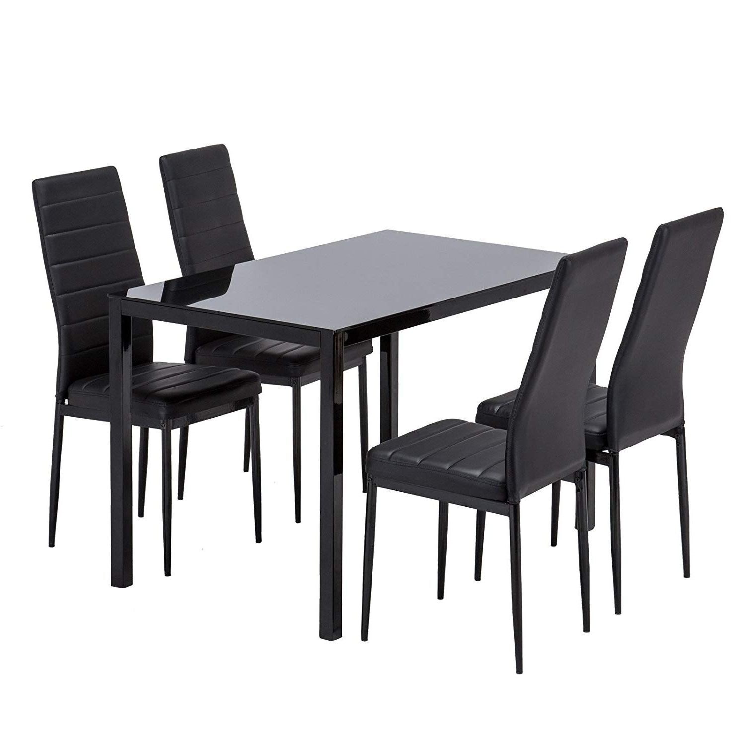 Amazon – Mecor Glass Dining Table Set, 5 Piece Kitchen Table Set Throughout Most Popular Market 6 Piece Dining Sets With Side Chairs (Photo 17 of 25)