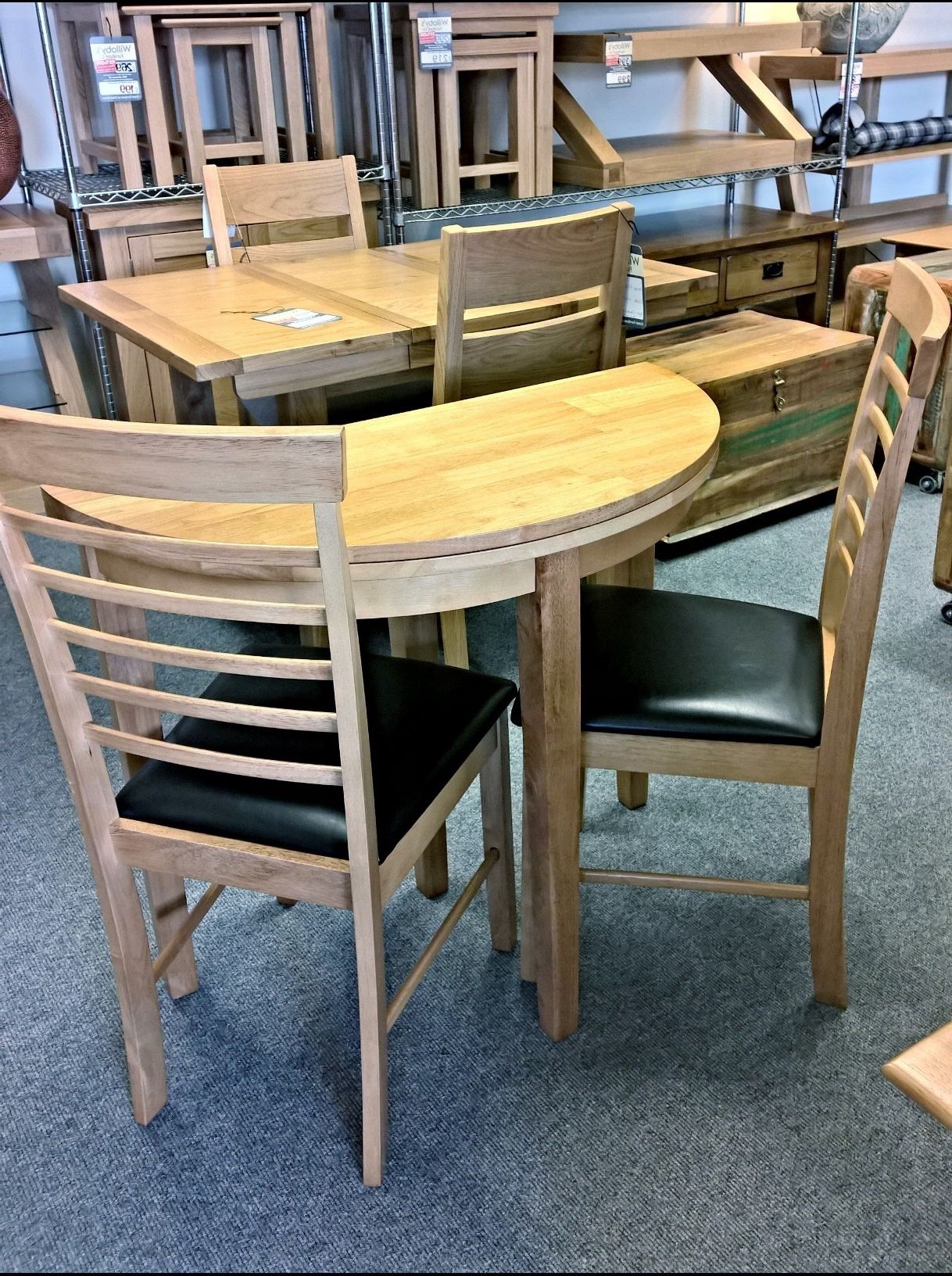 Babett Half Moon Extending Dining Table With 2 Chairs Set Within Most Up To Date Round Half Moon Dining Tables (Photo 1 of 25)