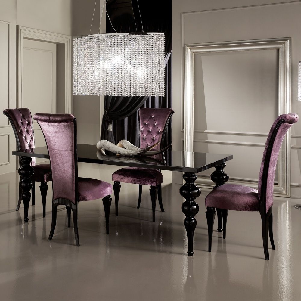 Best And Newest Contemporary Black High Gloss Designer Italian Dining Table Set With Black Gloss Dining Tables (View 3 of 25)