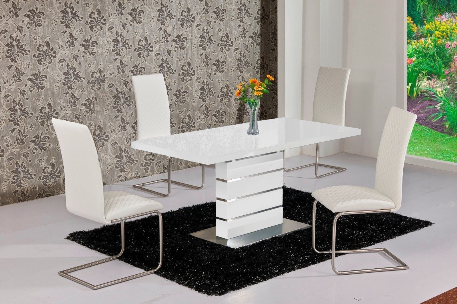 Best And Newest Extending White Gloss Dining Tables Within Mace High Gloss Extending 120 160 Dining Table & Chair Set – White (Photo 1 of 25)