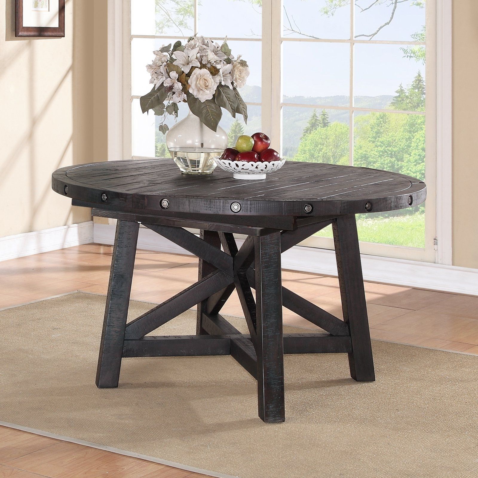 Best And Newest Lassen Extension Rectangle Dining Tables Inside Modus Yosemite Solid Wood Round Extension Table – Cafe (Photo 10 of 25)