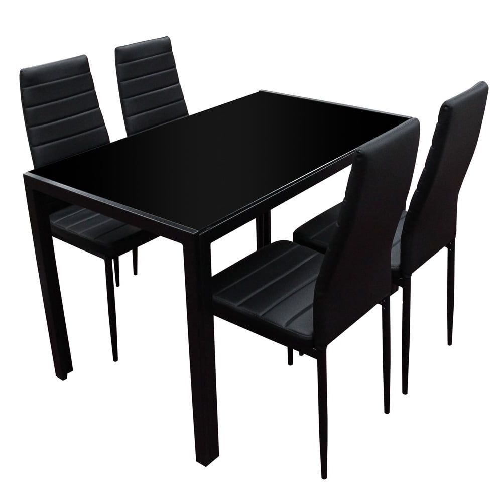 Black Glass Dining Table & Chairs (View 15 of 25)