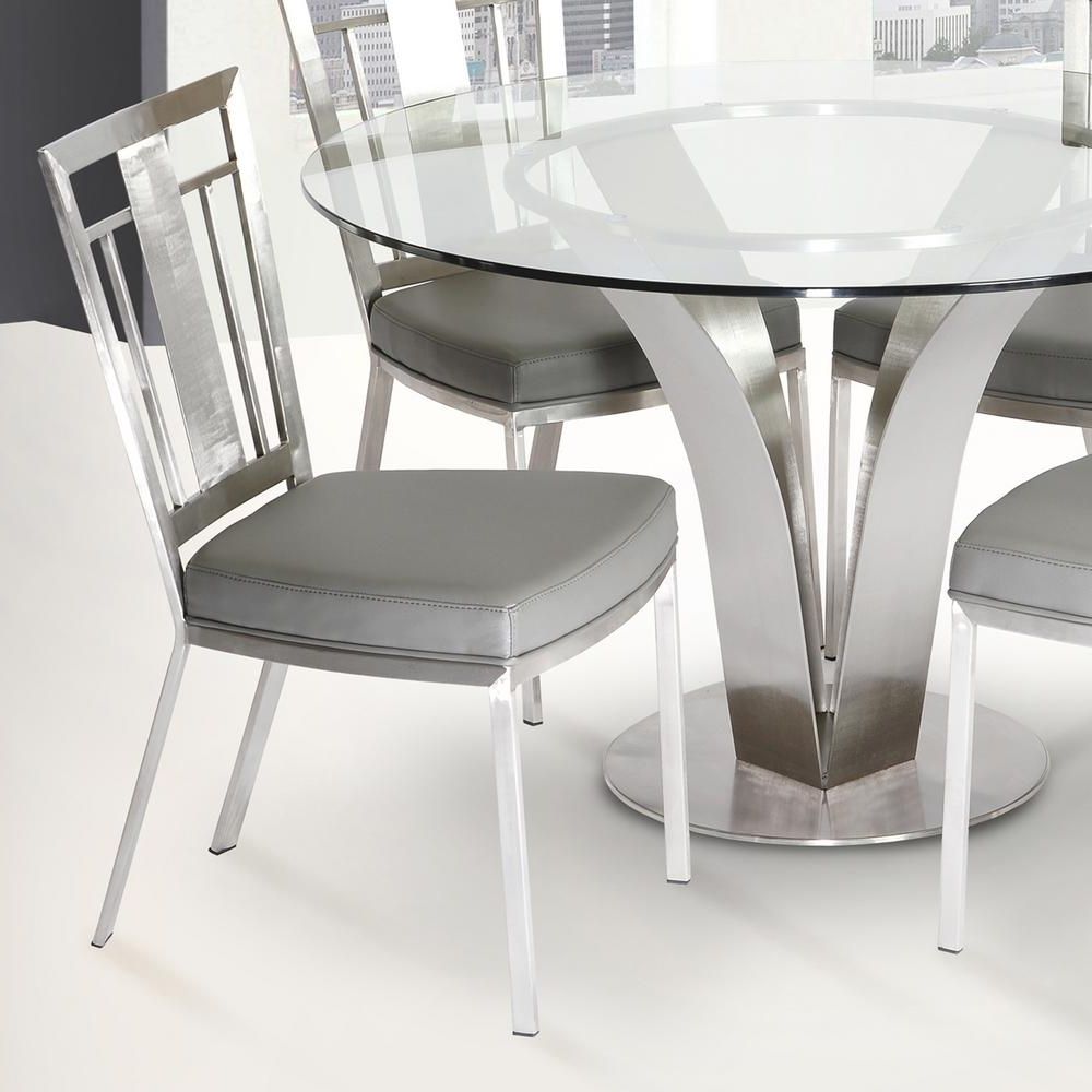 Brushed Steel Dining Tables Inside Most Popular Armen Living Cleo 36 In (View 11 of 25)