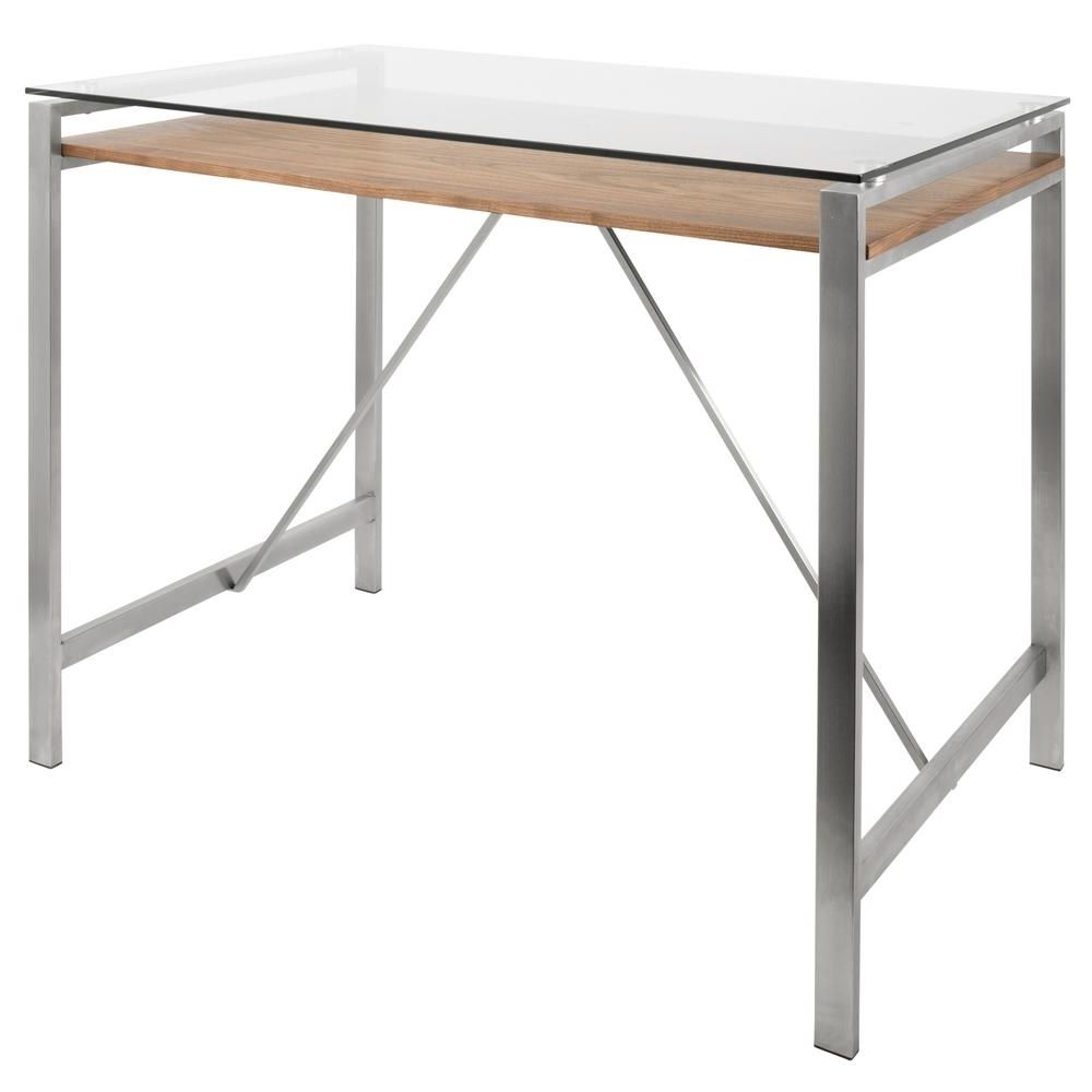 Brushed Steel Dining Tables With Widely Used Lumisource Hover Stainless Steel And Glass Counter Height Dining (View 17 of 25)