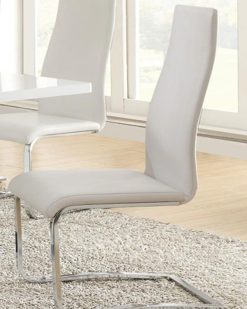 Chrome Leather Dining Chairs For Best And Newest Buy Modern Dining White Faux Leather Dining Chair With Chrome Legs (View 2 of 25)