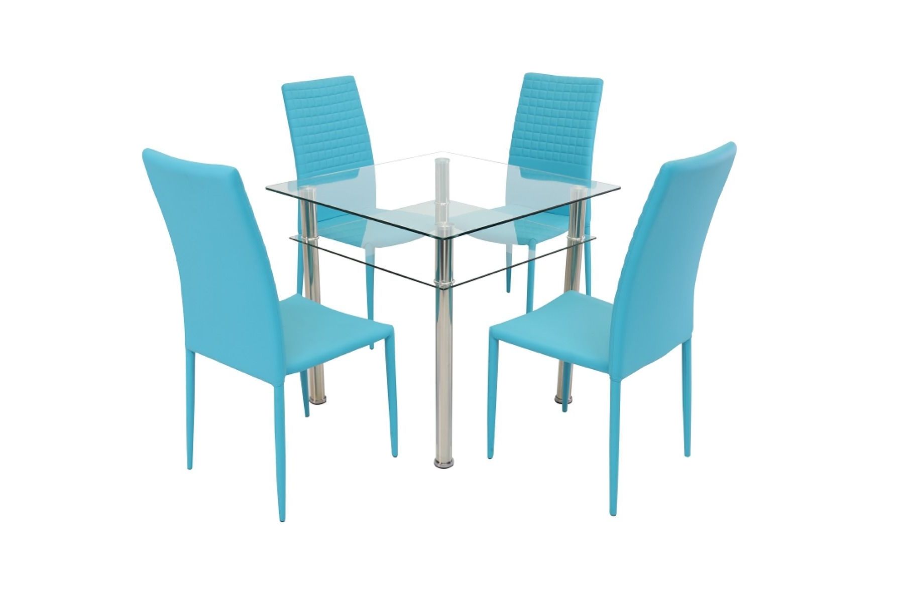 Como Clear Glass Dining Table With Cuba Dining Chair Within Latest Blue Glass Dining Tables (Photo 16 of 25)