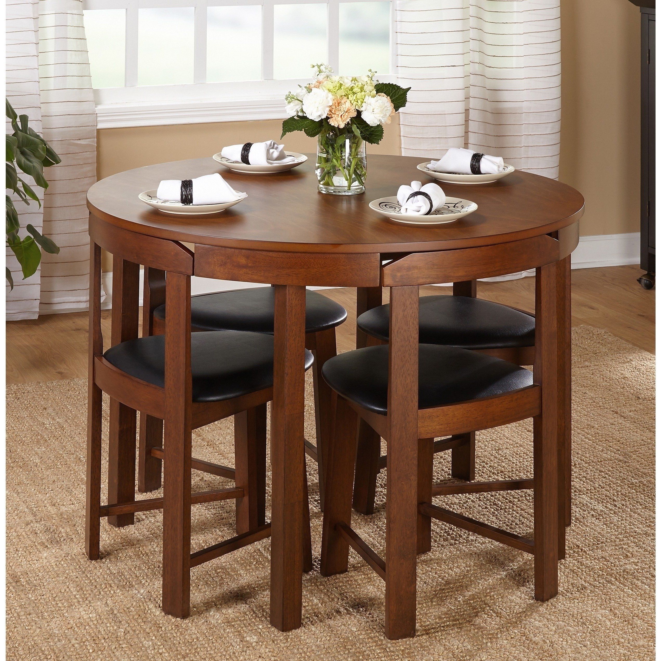 Compact Dining Room Sets Inside Fashionable Shop Simple Living 5 Piece Tobey Compact Round Dining Set – Free (Photo 1 of 25)