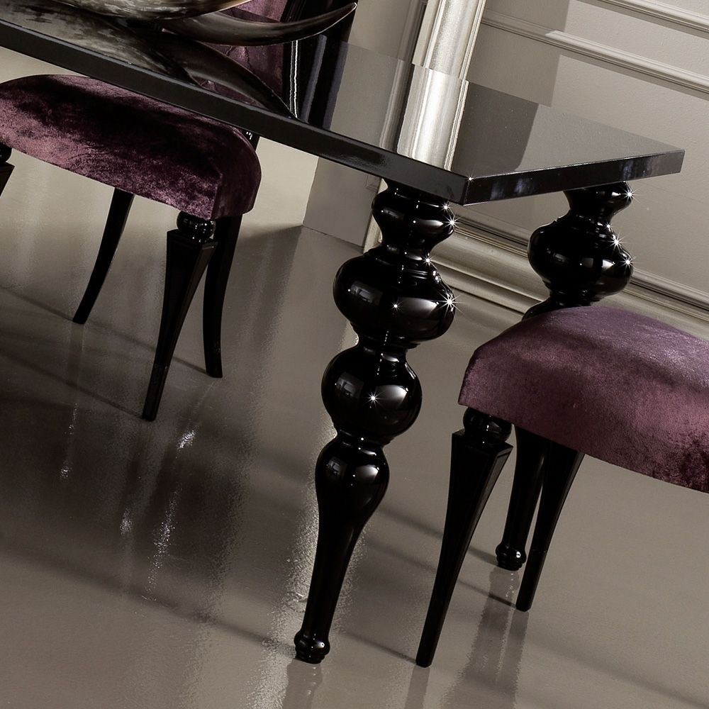 Contemporary Black High Gloss Designer Italian Dining Table Set Regarding Latest High Gloss Dining Tables Sets (View 15 of 25)