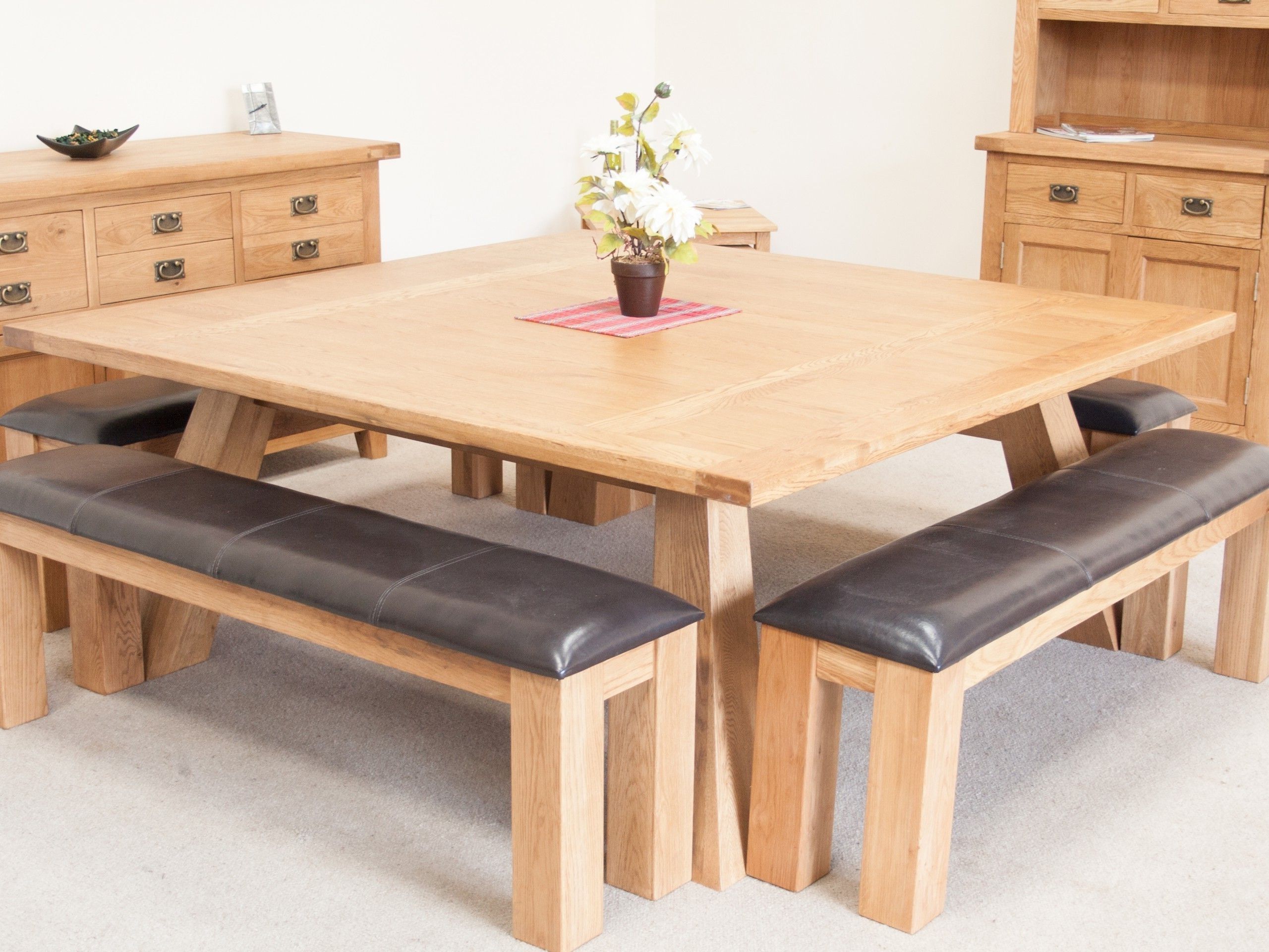 Country Oak 1.8m Large Square Oak Dining Room Table (Photo 21 of 25)