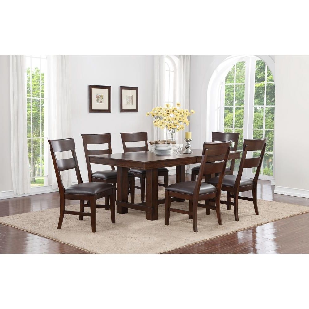 Craftsman 7 Piece Rectangle Extension Dining Sets With Uph Side Chairs With Regard To Fashionable Craft + Main Alden 7 Piece Walnut Dining Set Ads717 – The Home Depot (View 1 of 25)