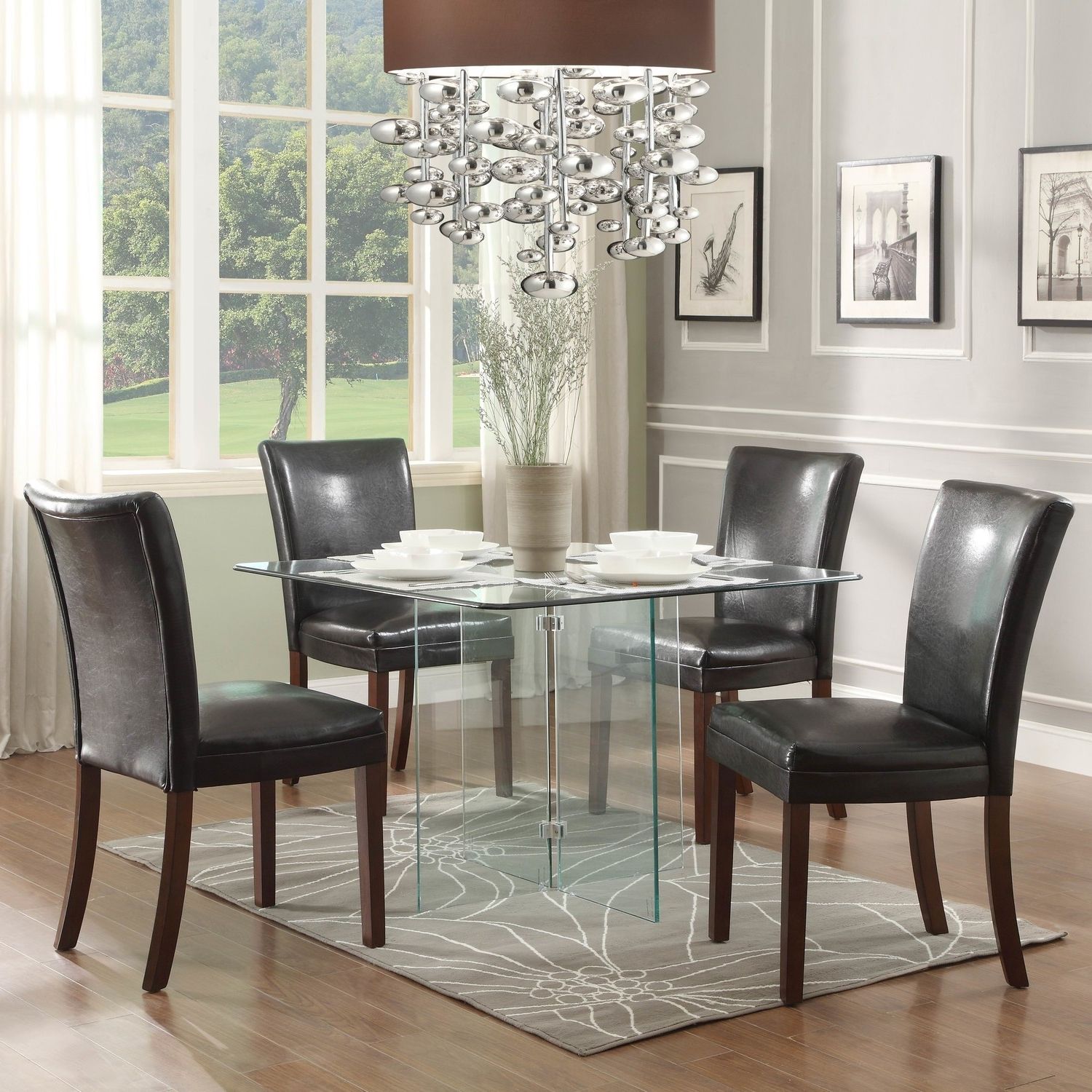 Crystal Dining Tables Throughout Most Recently Released Black Leather Dining Chair And Glass Dining Table Plus Unique Glass (View 23 of 25)