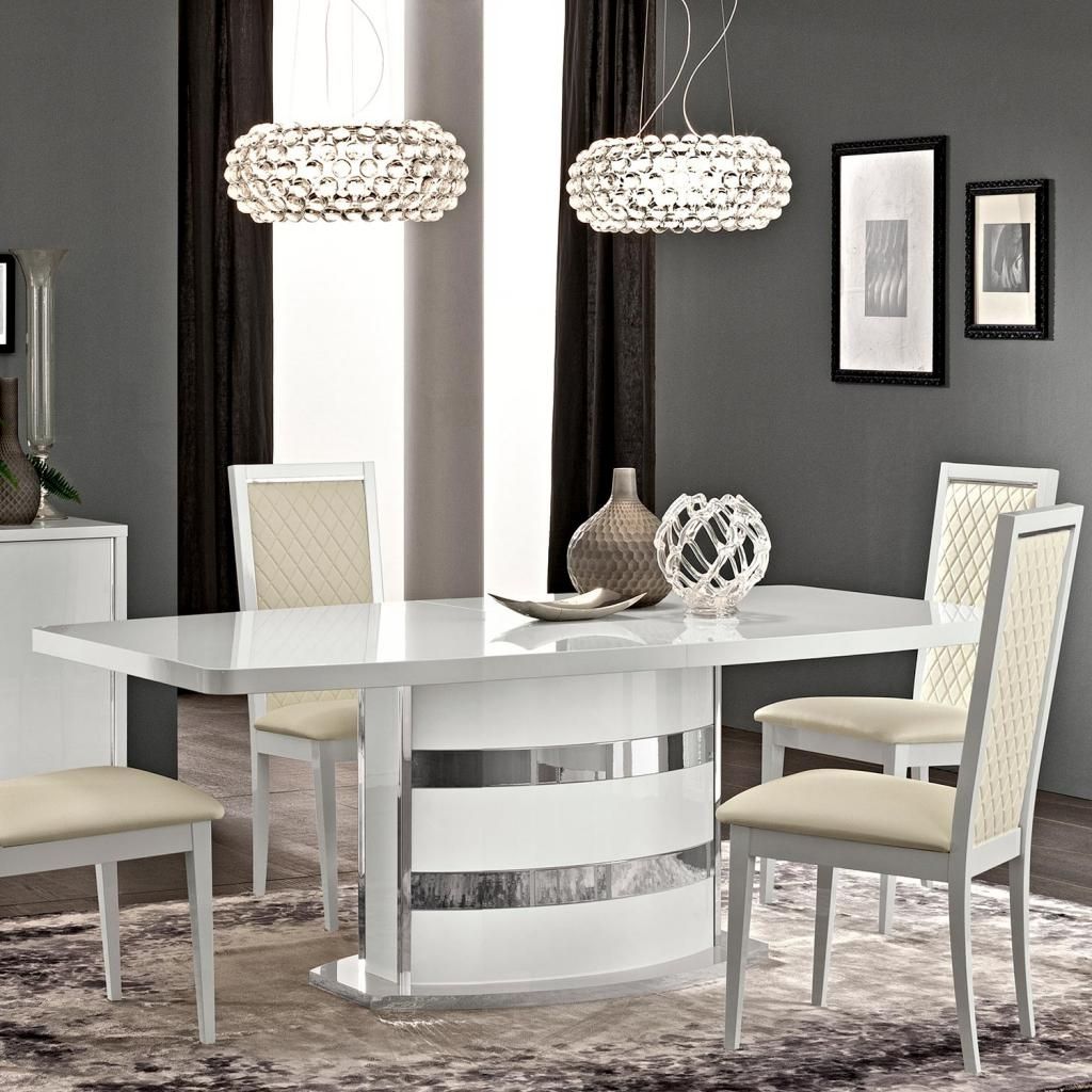 Current Caligula Italian White High Gloss Extending 2 2.45m Dining Table Pertaining To High Gloss Extending Dining Tables (Photo 14 of 25)