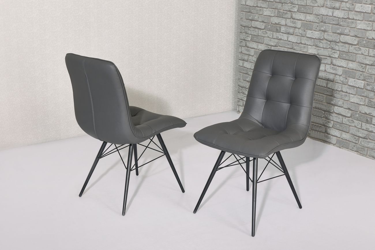 Current Modern Grey Faux Leather Dining Chairs – Homegenies Within Grey Leather Dining Chairs (View 3 of 25)