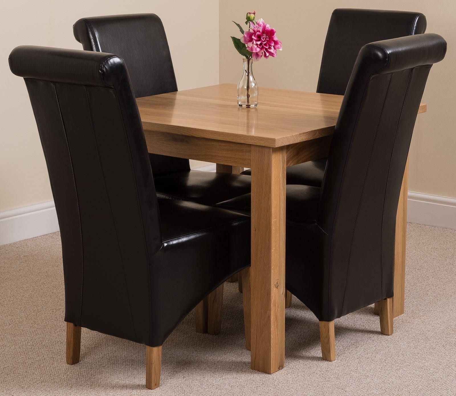 Current Oslo Dining Set 4 Black Chairs (Photo 9 of 25)