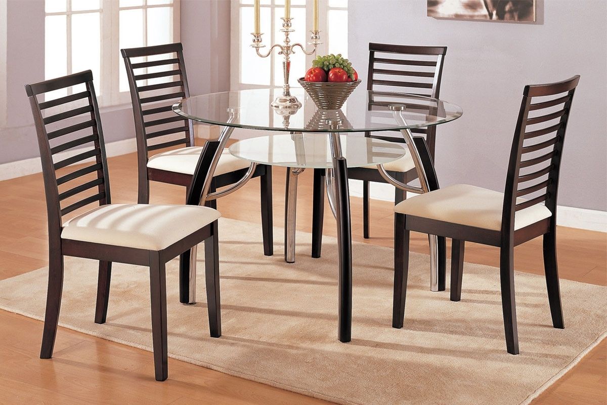 Dining Room Dining Table Glass Top Small Glass Dining Room Table And With Regard To Fashionable Round Black Glass Dining Tables And 4 Chairs (Photo 12 of 25)