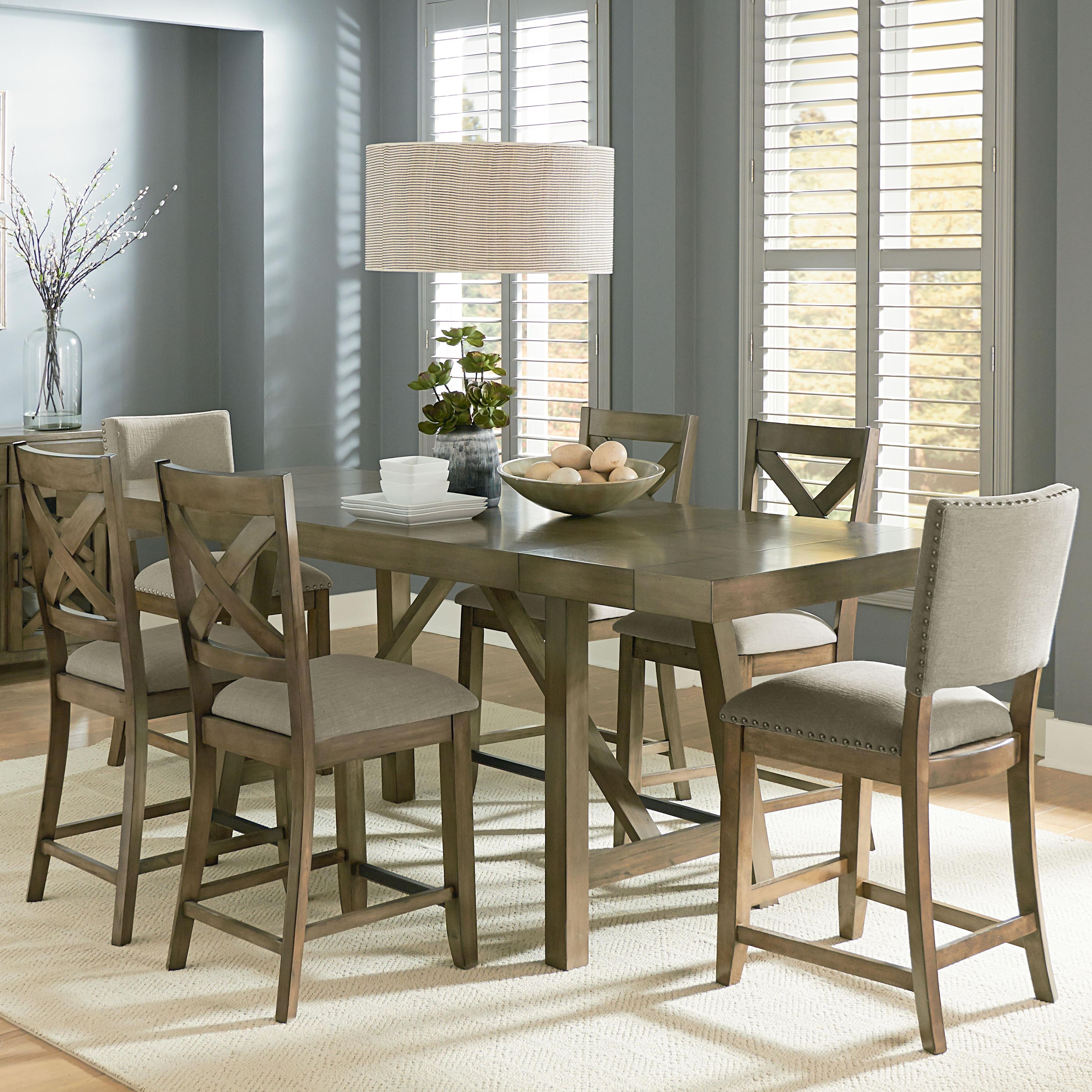 Dining Table Sets In Preferred Standard Furniture Omaha Grey Counter Height 7 Piece Dining Room (View 9 of 25)