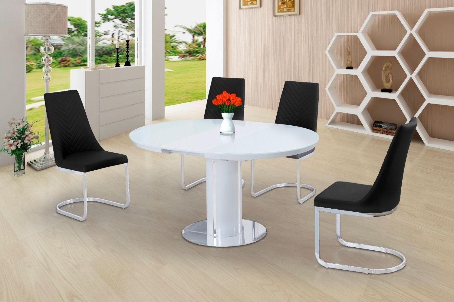 Eclipse Round Oval Gloss & Glass Extending 110 To 145 Cm Dining For Favorite Extended Round Dining Tables (View 17 of 25)
