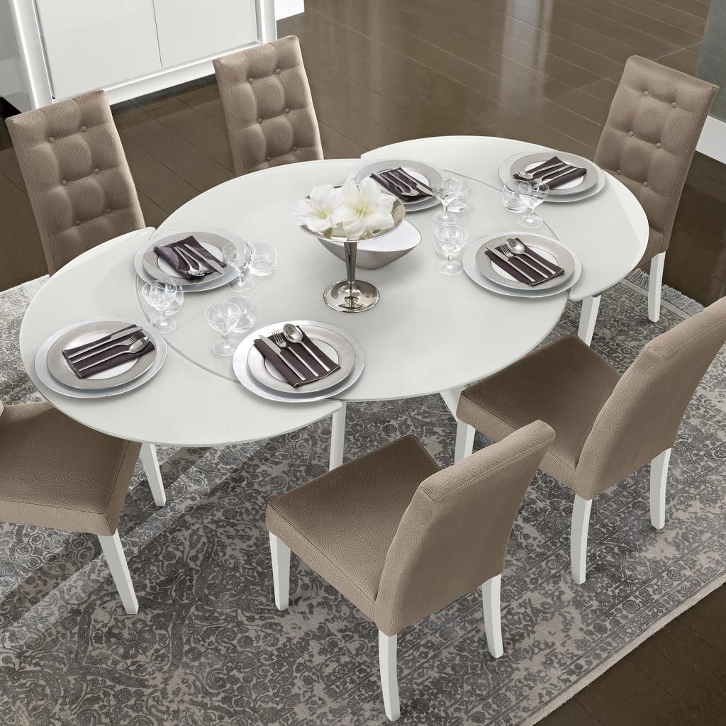 Extending Dining Room Tables And Chairs Pertaining To Popular Bianca White High Gloss & Glass Round Extending Dining Table 1.2 1.9 (Photo 1 of 25)