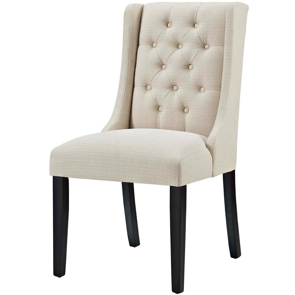 Fabric Covered Dining Chairs Regarding Best And Newest Modway Baronet Beige Fabric Dining Chair Eei 2235 Bei – The Home Depot (Photo 7 of 25)