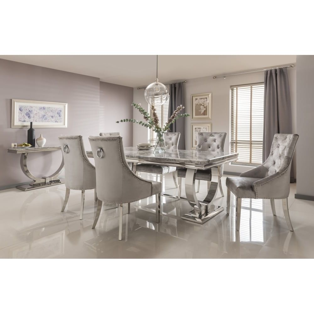 Famous 17. Arianna Marble Dining Table Set In Grey Inside Marble Dining Tables Sets (Photo 15 of 25)