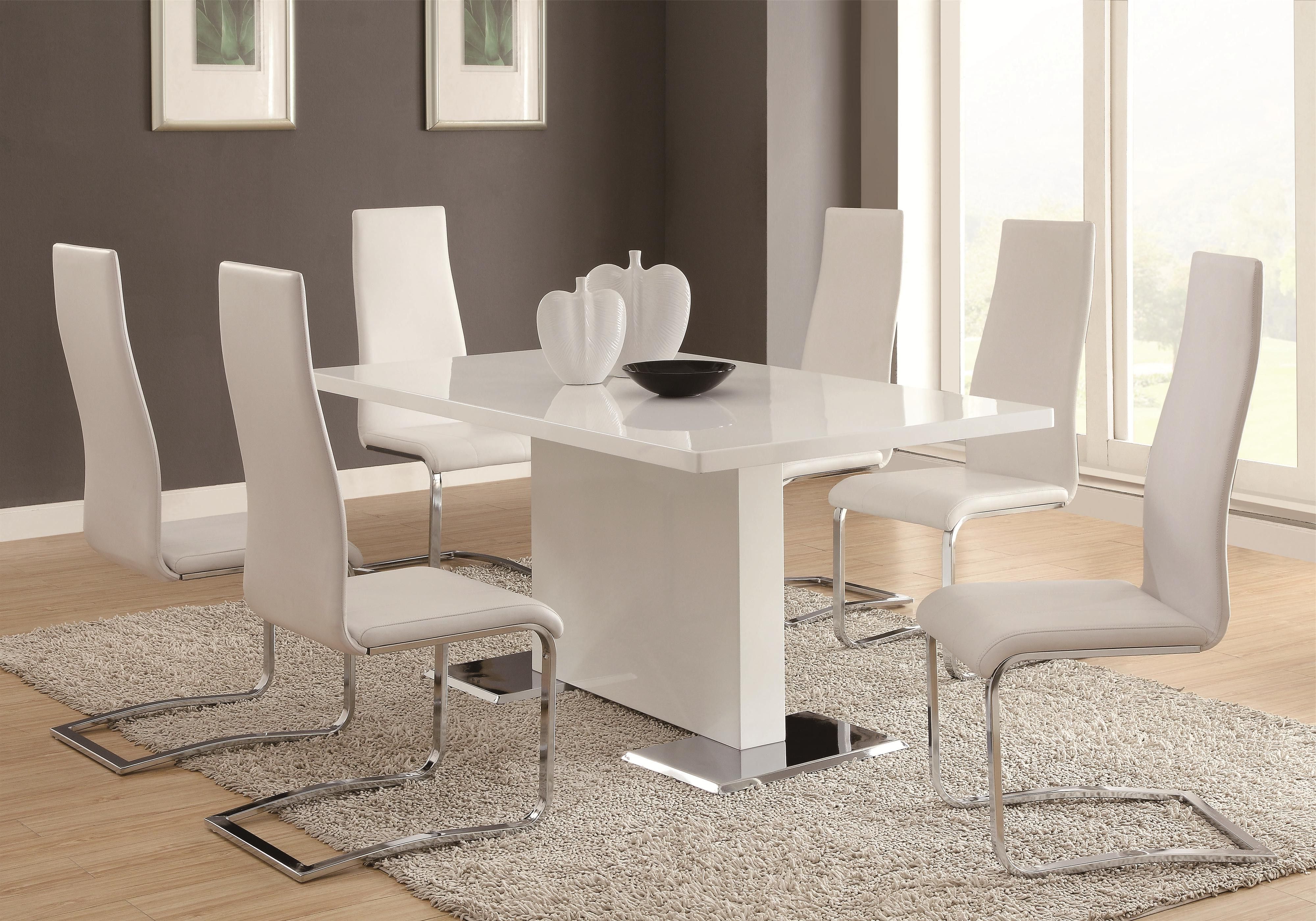 Famous Buy Set Of 4 Modern Dining White Faux Leather Dining Chairs With With Chrome Dining Room Chairs (View 21 of 25)