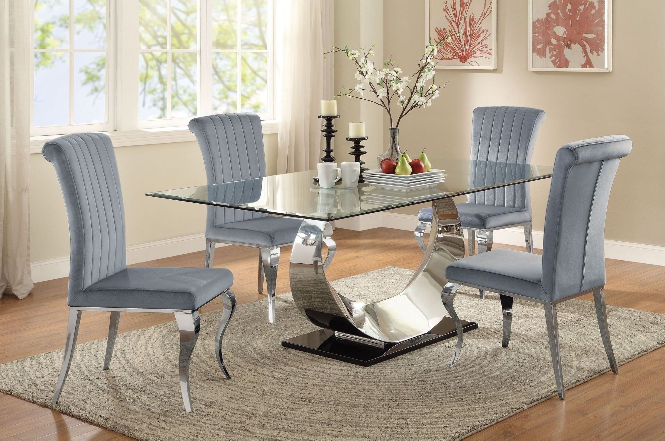 Famous Chrome Dining Room Chairs Regarding Coaster Manessier Chrome Dining Room Set – Manessier Collection:  (View 2 of 25)