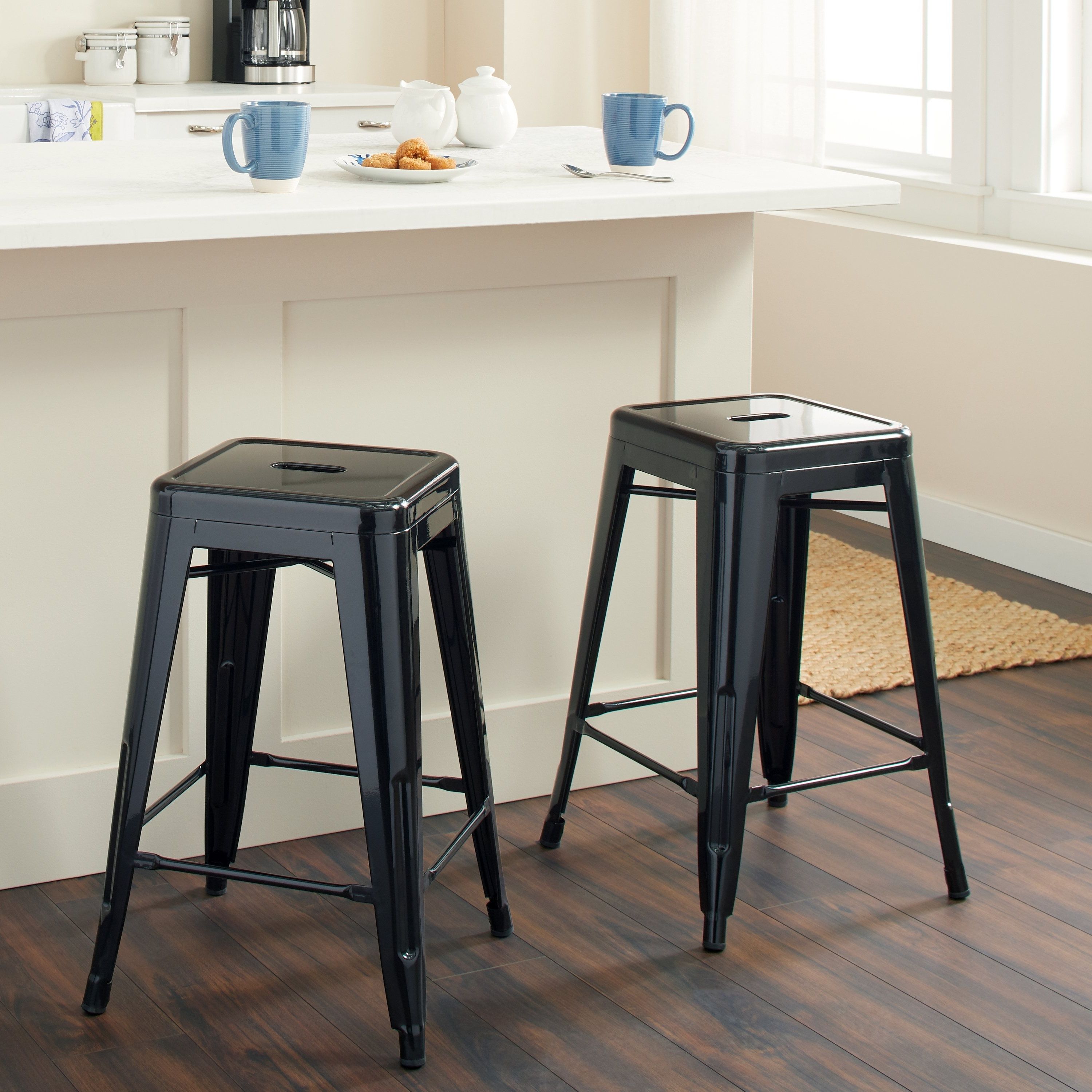 Famous Shop Tabouret 24 Inch Black Metal Counter Stools (set Of 2) – Free Pertaining To Valencia 5 Piece Counter Sets With Counterstool (View 6 of 25)