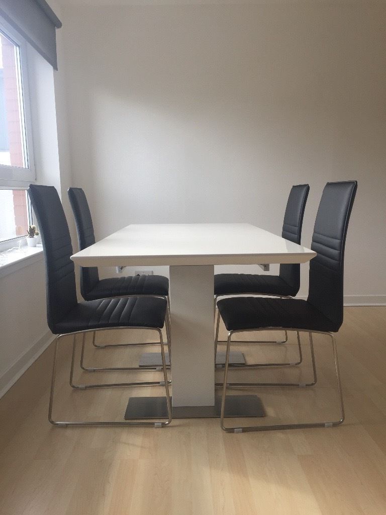 Famous White Gloss Dining Tables Throughout Harvey's Nova White Gloss Dining Table Set With 4 Chairs (View 25 of 25)