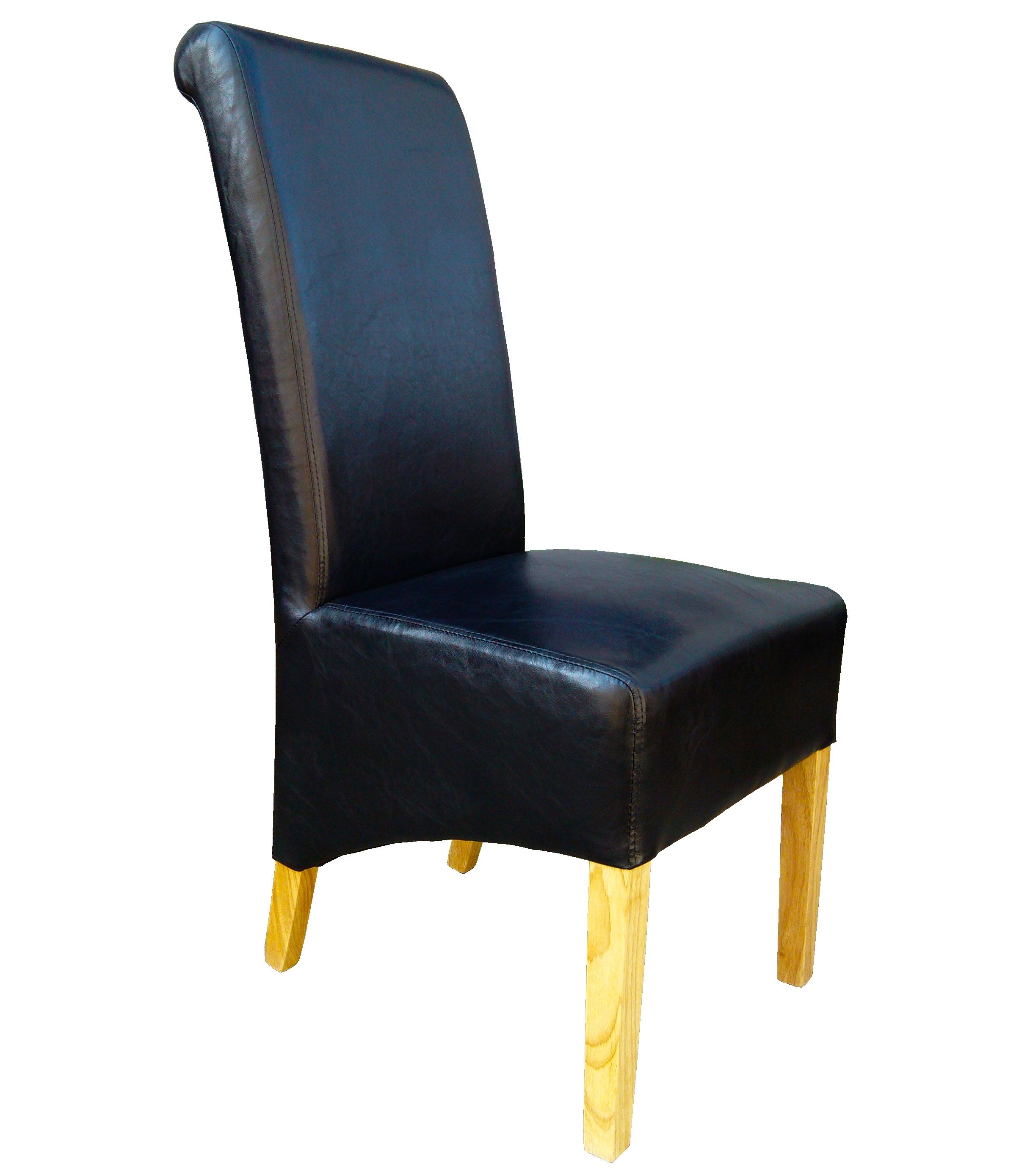 Favorite Ex Demo Dining Chairs Black Faux Leather Roll Top Scroll High Back Regarding High Back Leather Dining Chairs (Photo 1 of 25)