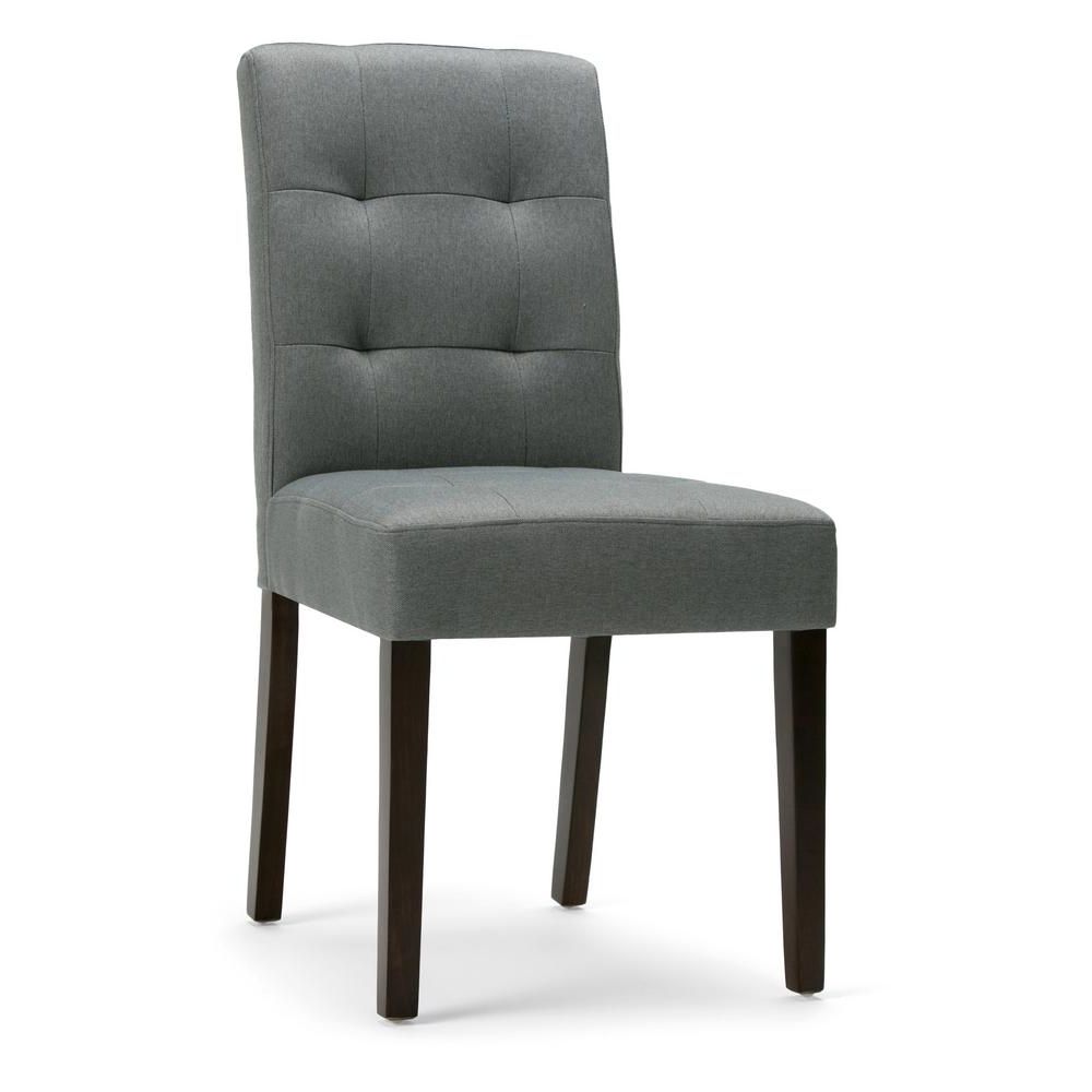 Favorite Fabric Covered Dining Chairs With Regard To Simpli Home Andover Denim Grey Fabric Dining Chair (set Of  (View 17 of 25)