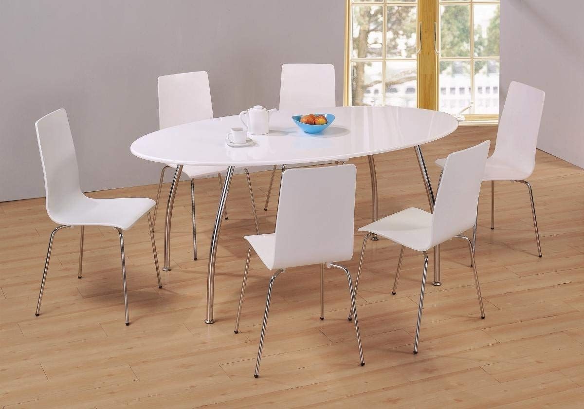 Favorite Kelsey Stores Fiji High Gloss Oval Dining Set White Table 6 Chairs Inside White High Gloss Oval Dining Tables (Photo 1 of 25)