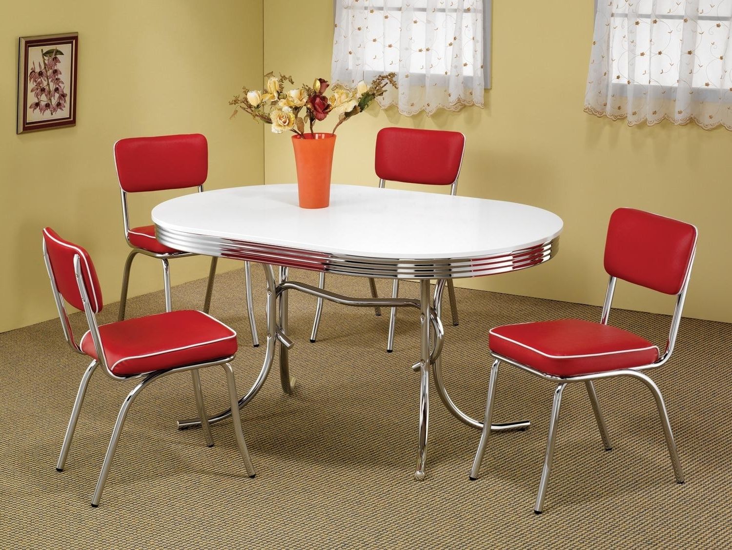 Favorite Retro Dining Tables Pertaining To Coaster White Oval Retro Dining Table 2065 – Oval Collection:  (View 13 of 25)