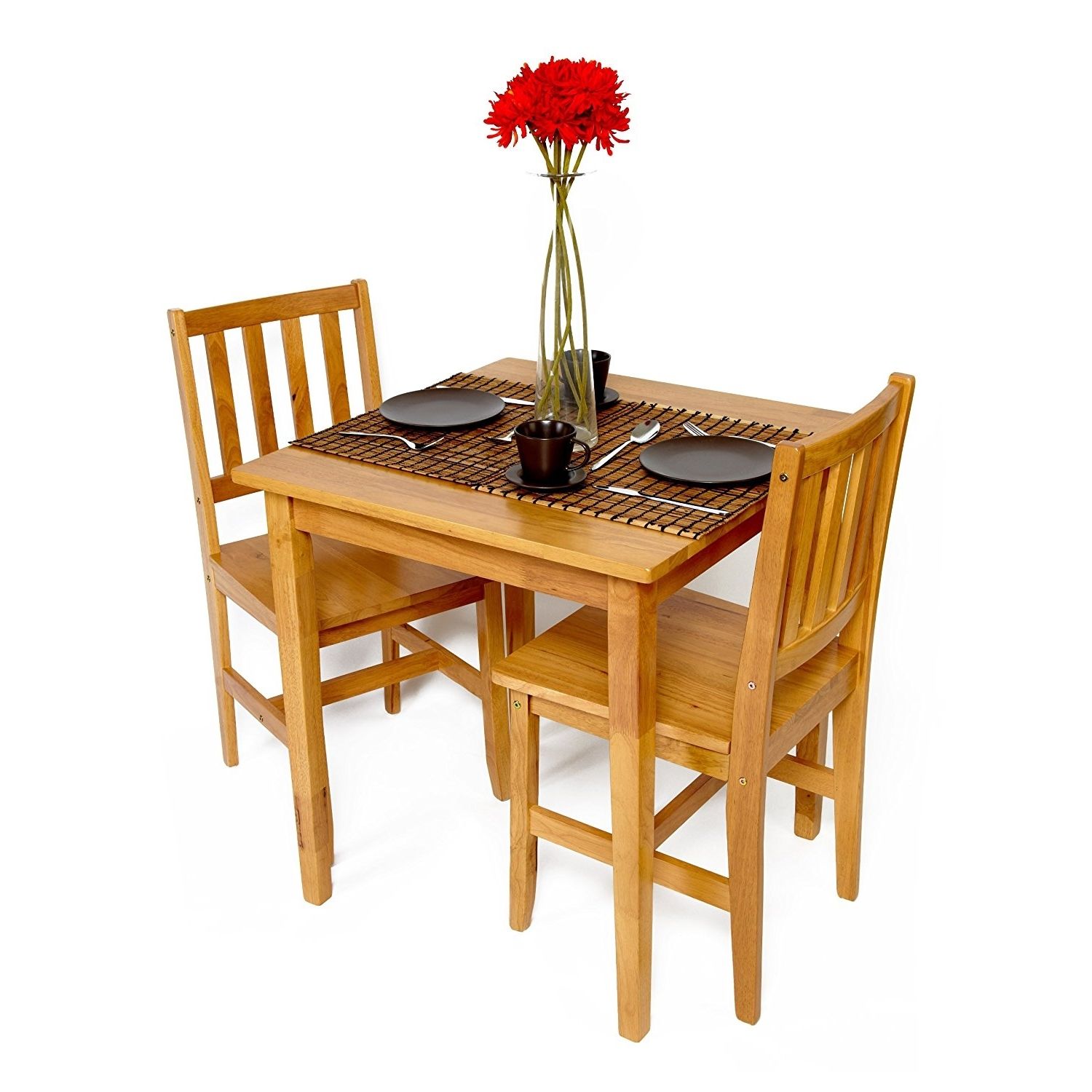 Favorite Two Seater Dining Tables And Chairs Pertaining To Small Solid Rubberwood Extending Dining Set – 2 Chairs In Oak (View 9 of 25)