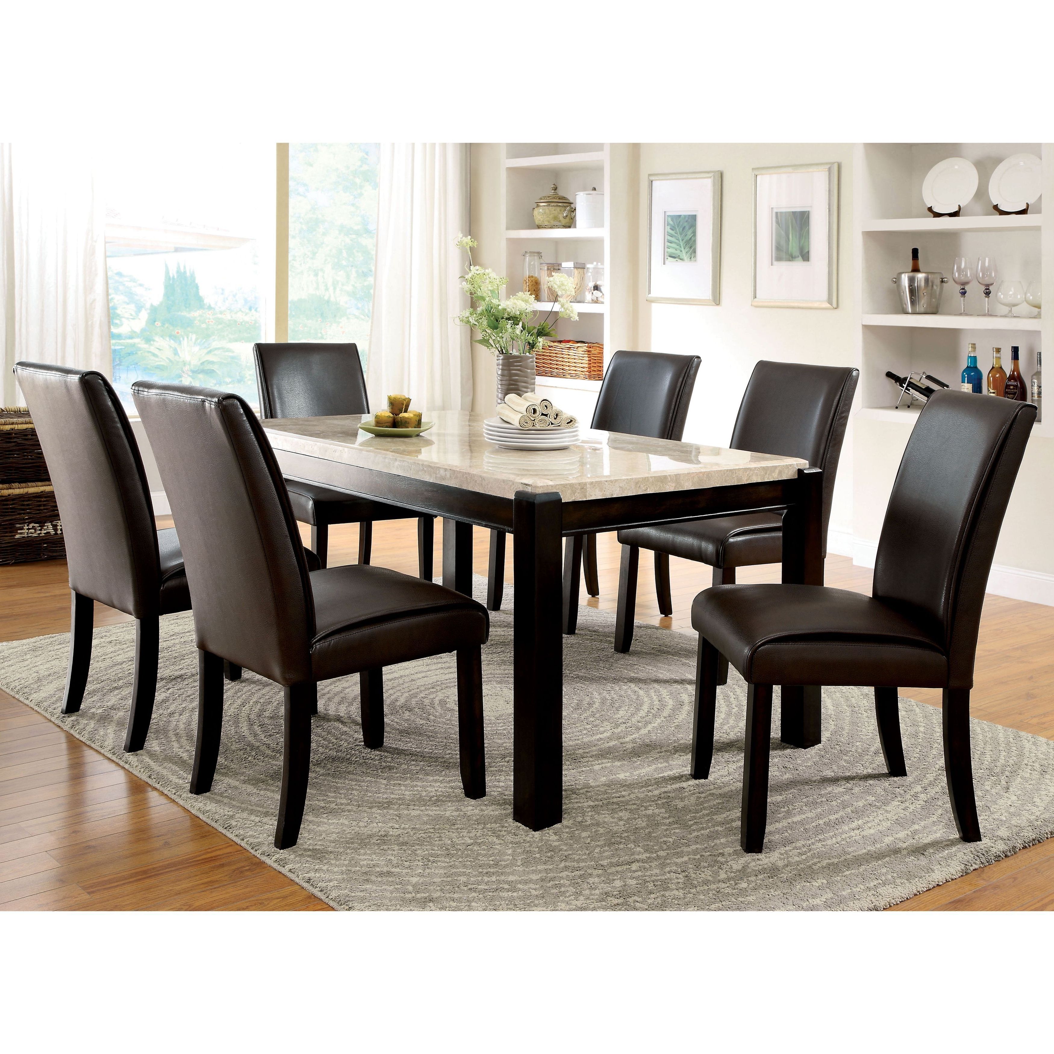 Furniture Of America Joreth 7 Piece Dark Walnut (brown) Dining Set For Best And Newest Palazzo 6 Piece Rectangle Dining Sets With Joss Side Chairs (Photo 11 of 25)