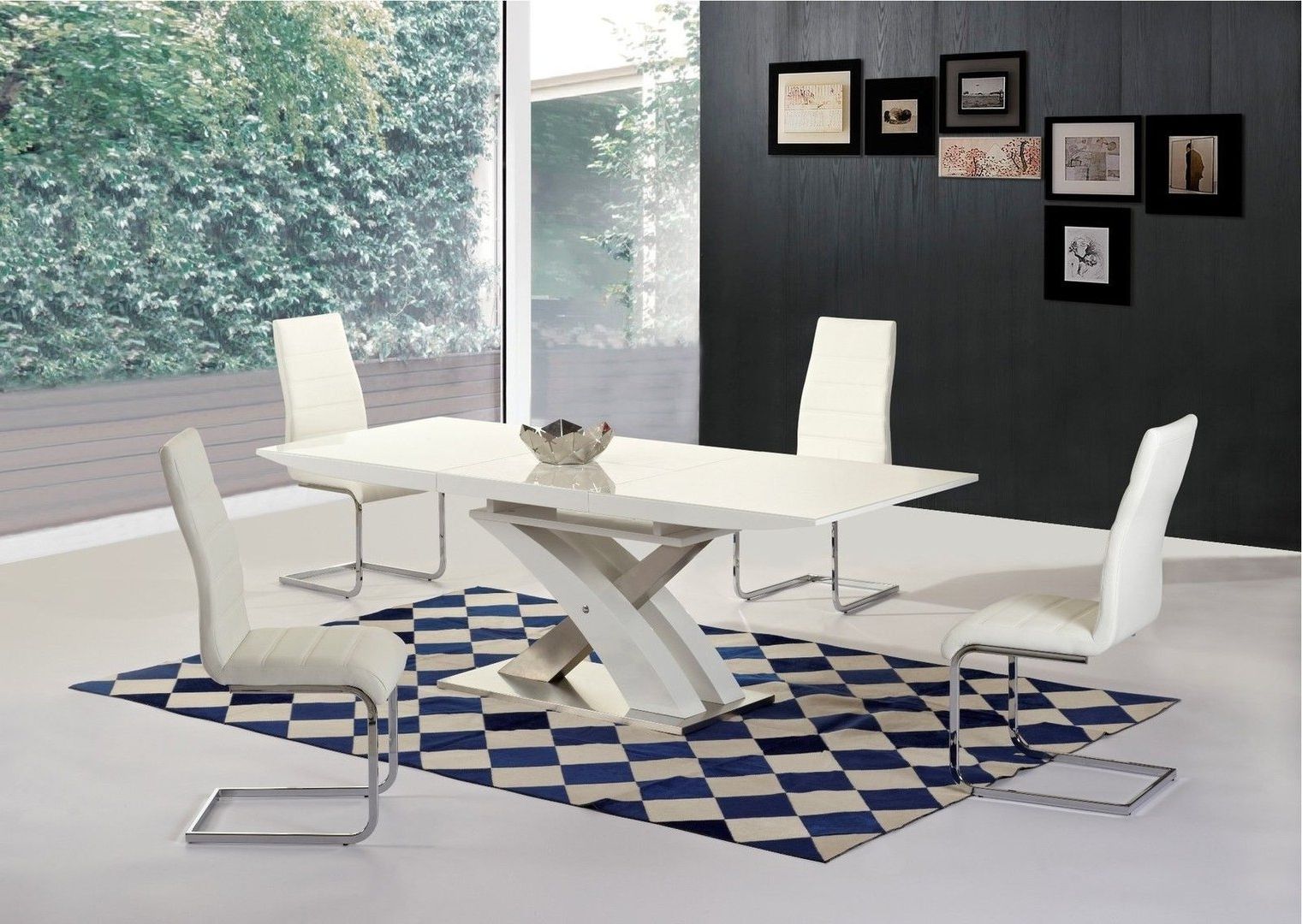 Glass And White Gloss Dining Tables Inside Popular White High Gloss / Glass Extending Dining Table & 6 Chairs (View 1 of 25)