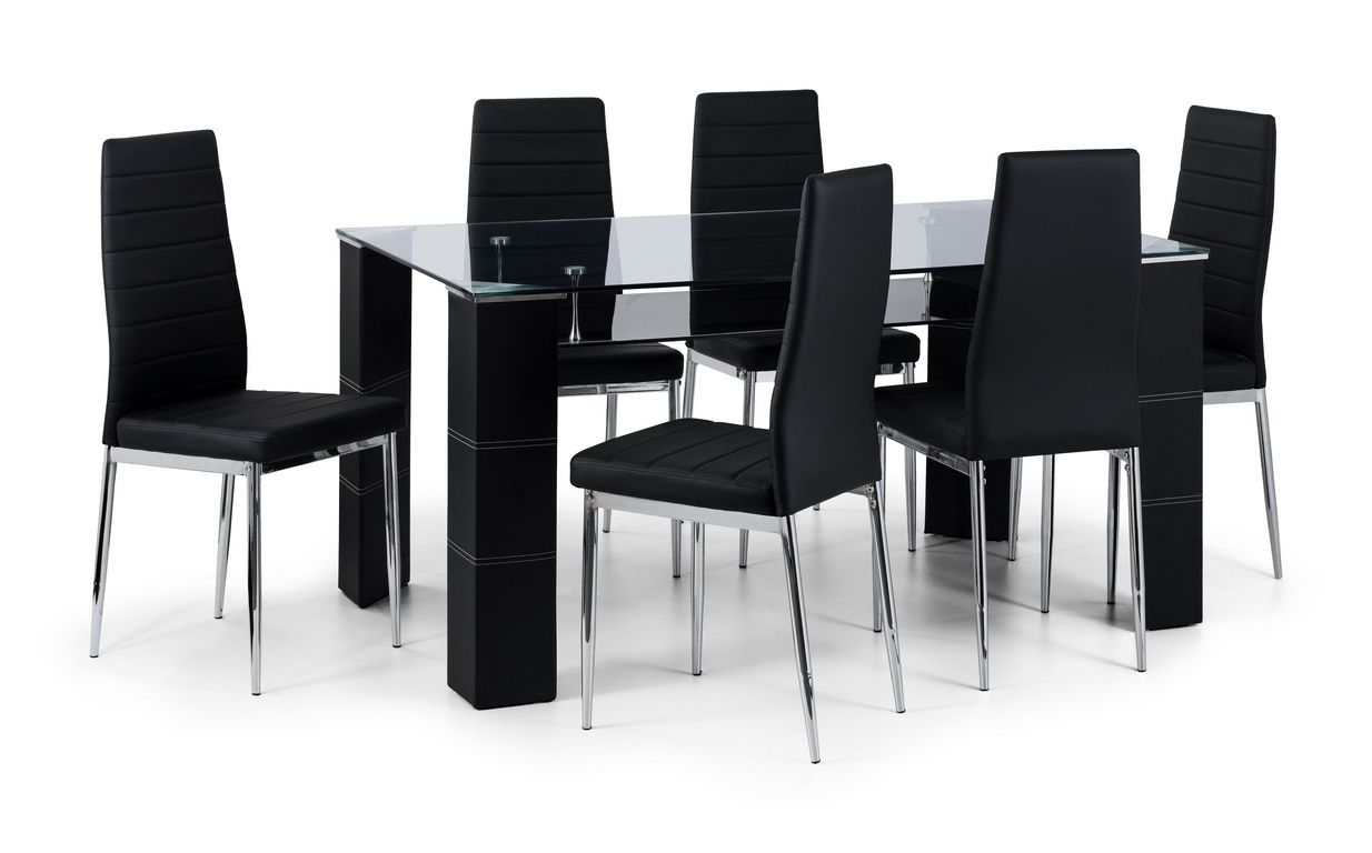 Glass Dining Tables 6 Chairs With Best And Newest Auckland Glass Dining Table + 6 Chairs – Thanet Beds (Photo 1 of 25)