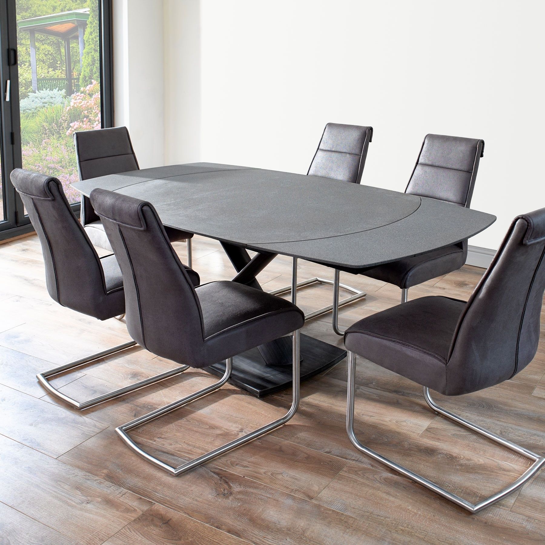 Glass Extendable Dining Tables And 6 Chairs Pertaining To Current Domasco Revolving Extending Dining Table & 6 Chairs (Photo 4 of 25)