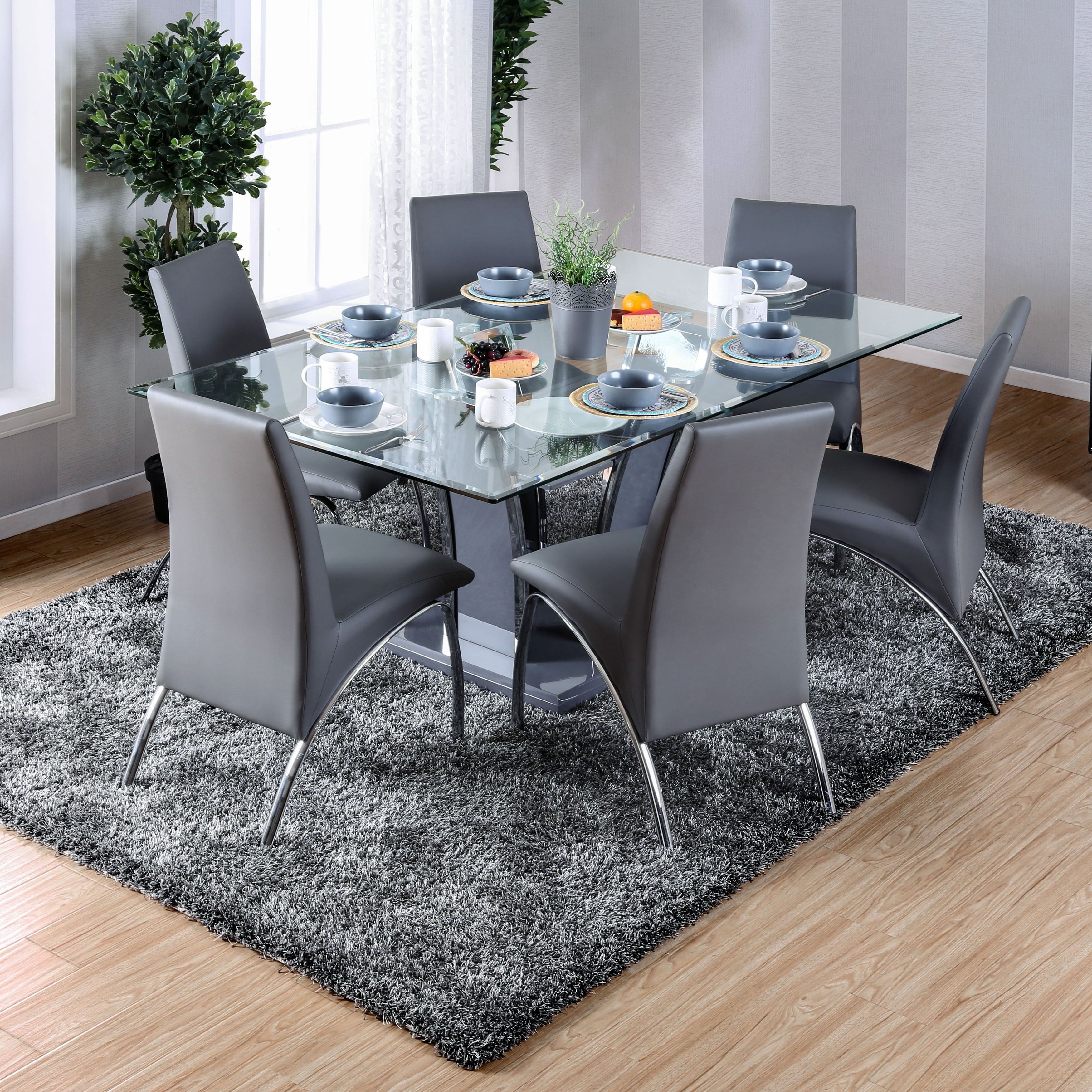 Glasses Dining Tables Intended For Most Up To Date Shop Furniture Of America Ziana Contemporary Rectangular Tempered (Photo 1 of 25)