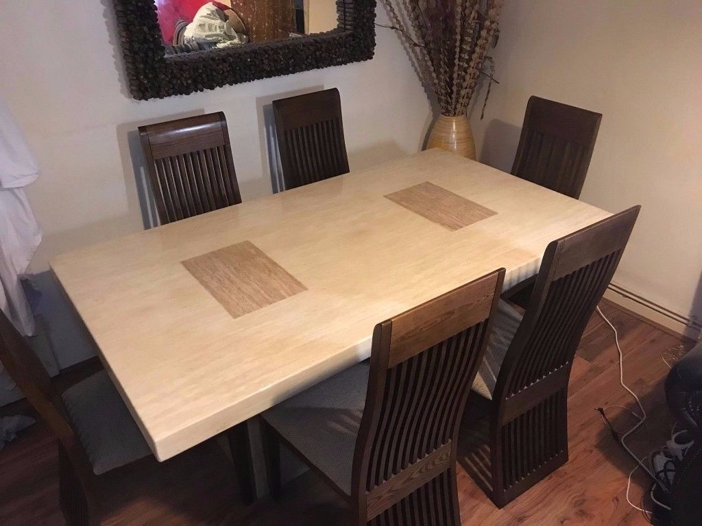 Grand Ivory Solid Marble Dining Table With Six Chairs From Scs (Photo 1 of 25)