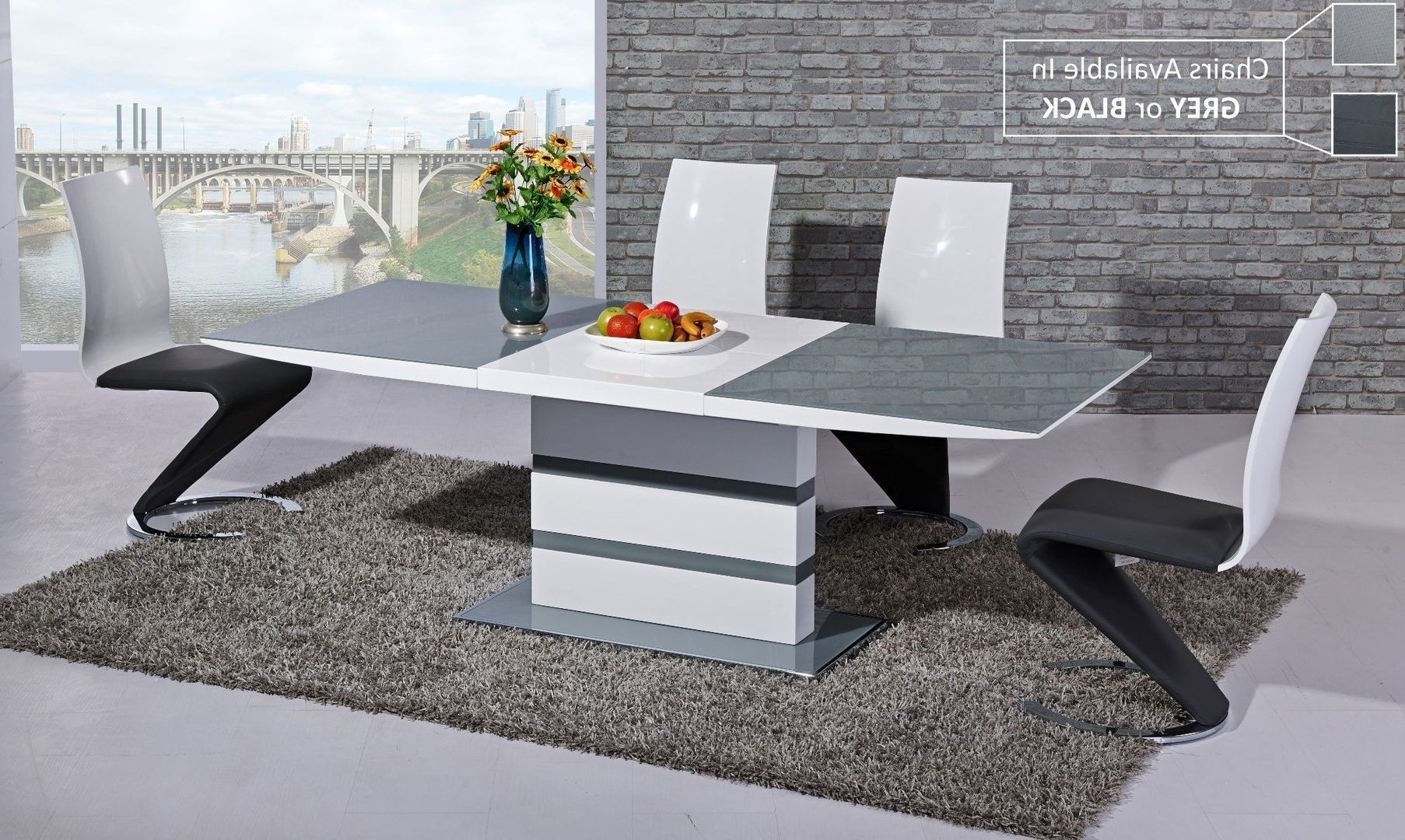 Grey Glass White High Gloss Dining Table And 8 Chairs  Homegenies Inside Trendy High Gloss Dining Chairs (Photo 5 of 25)