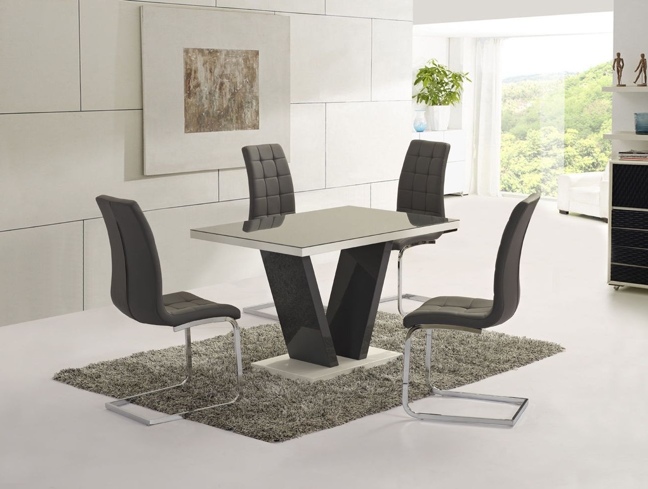 High Gloss Dining Chairs Regarding Preferred Ga Vico Gloss Grey Glass Top Designer 160cm Dining Set – 4 6 Grey (View 4 of 25)