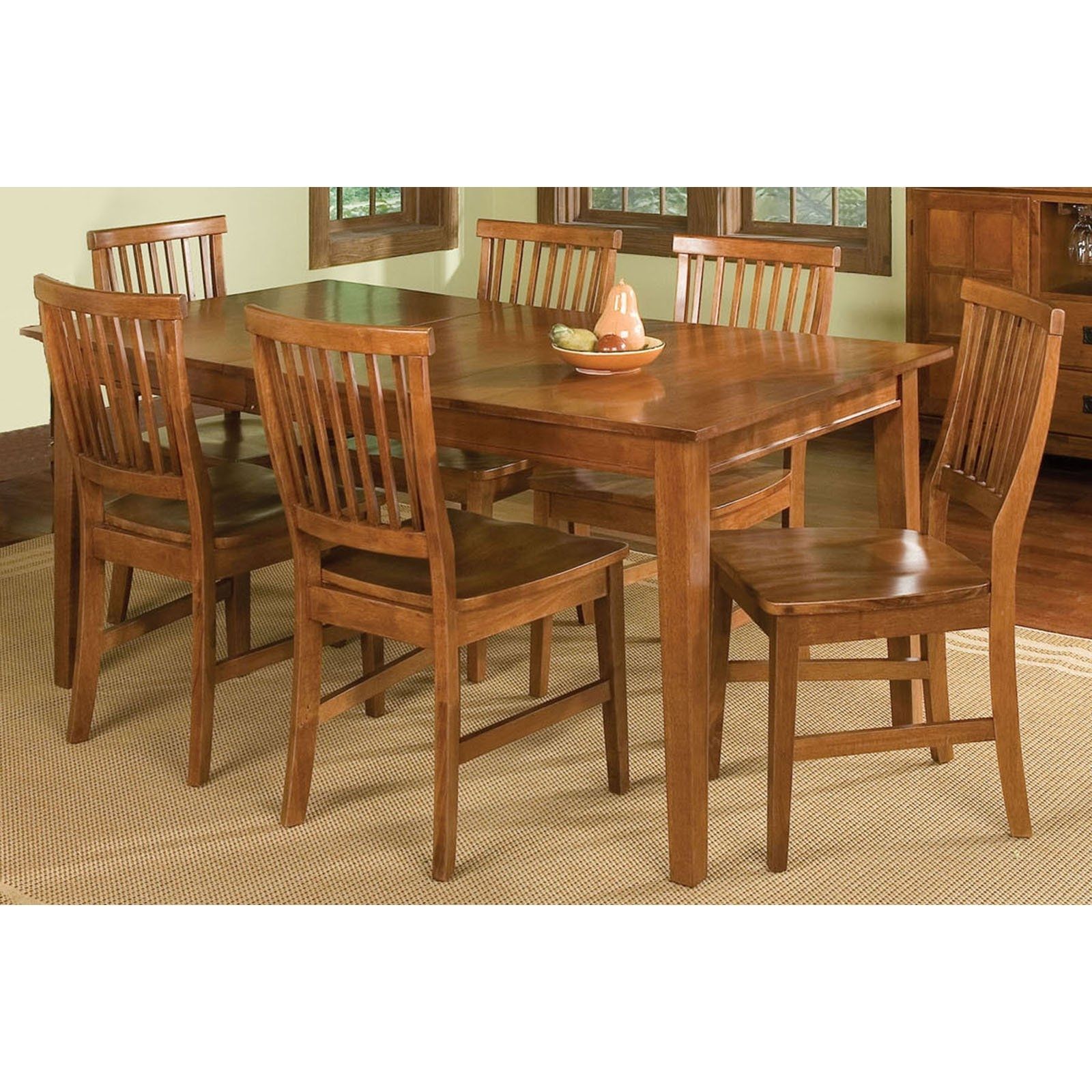 Home Styles Arts & Crafts 7 Piece Dining Set, Cottage Oak – Walmart Intended For Well Liked Oak Dining Tables And Chairs (View 8 of 25)