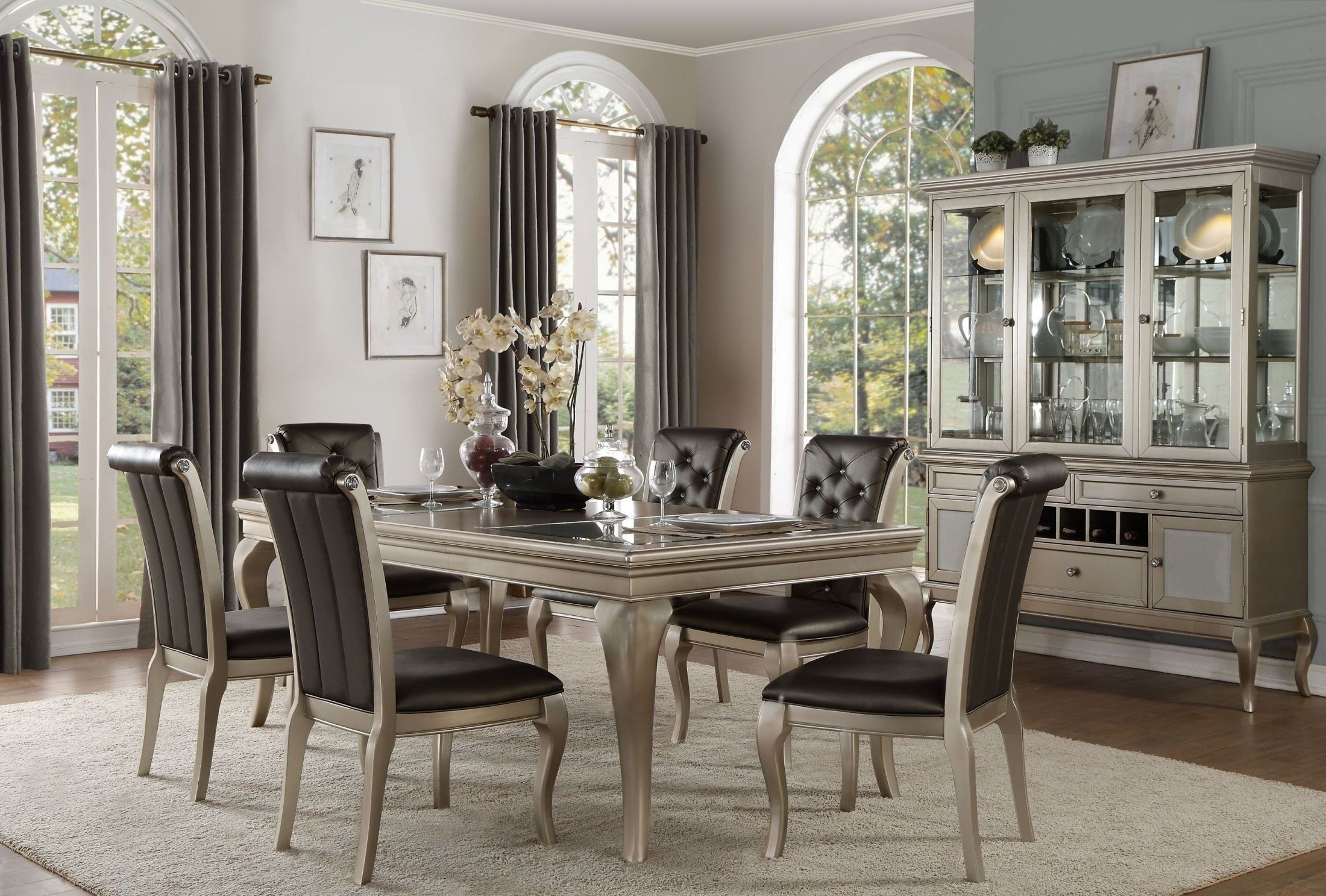 Homelegance Crawford Silver Extendable Dining Room Set – Crawford With Most Up To Date Crawford 6 Piece Rectangle Dining Sets (Photo 15 of 25)