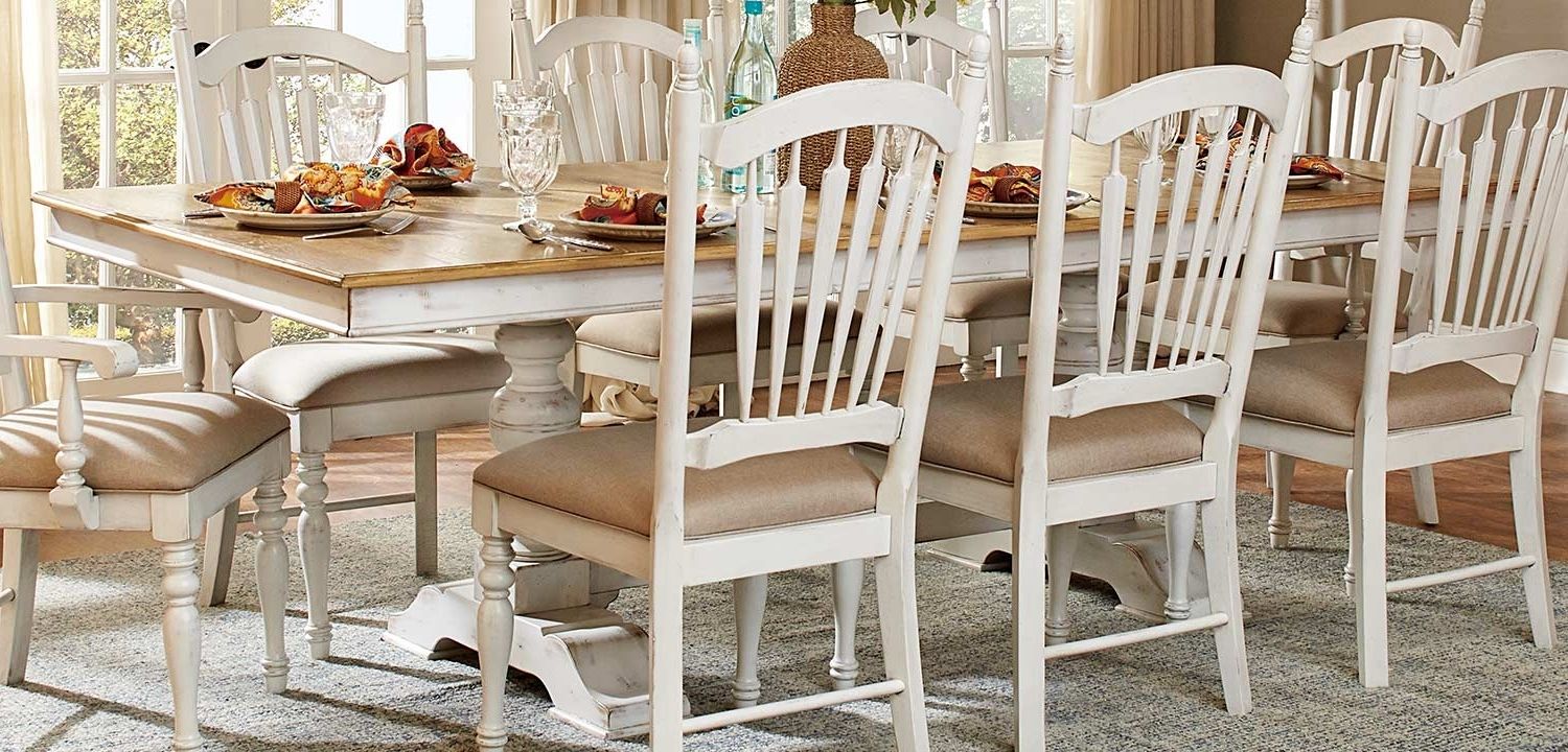 Homelegance Hollyhock Trestle Pedestal Dining Table – Distressed With Regard To Most Recent White Dining Tables (View 22 of 25)