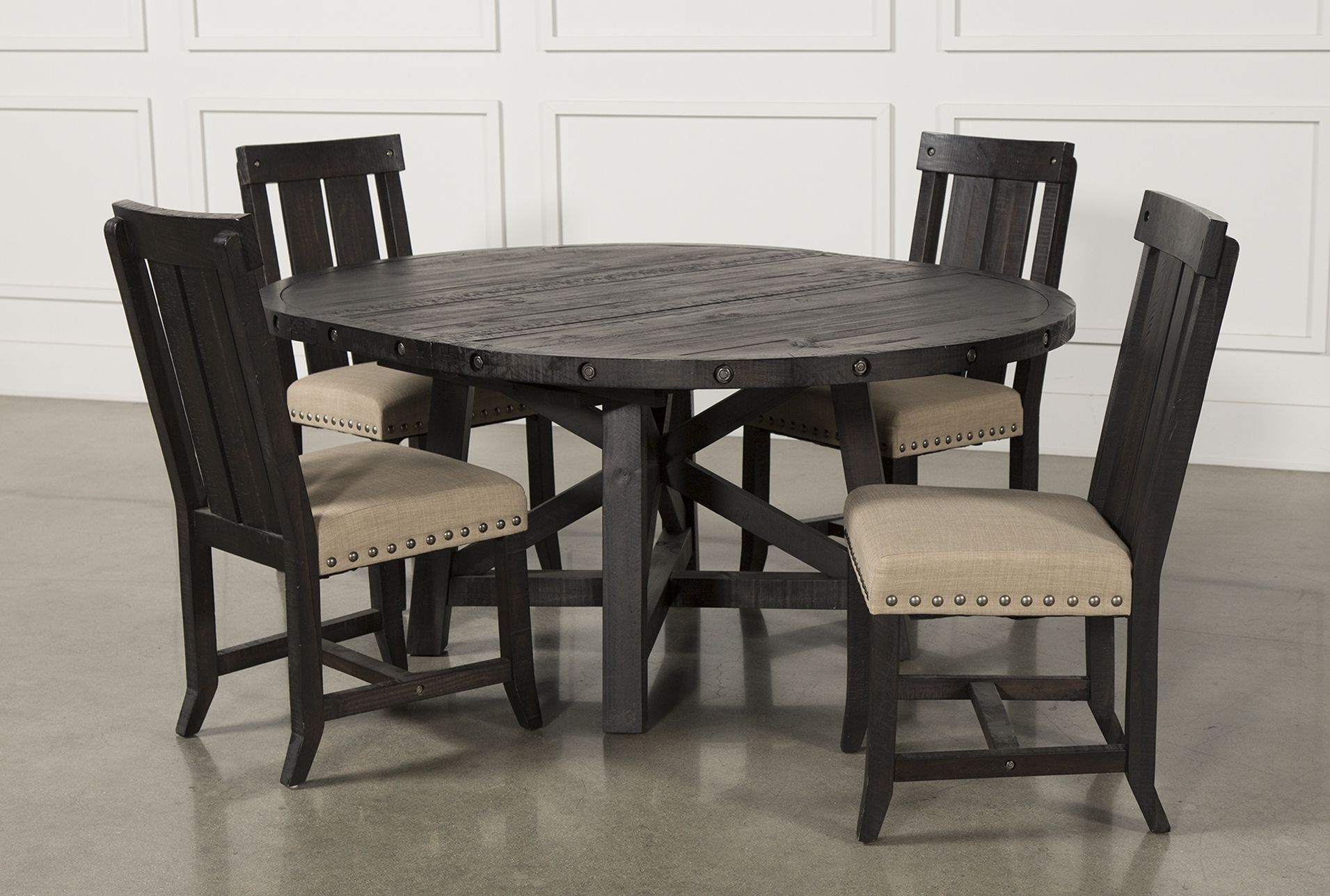 Jaxon 5 Piece Extension Round Dining Set W/wood Chairs (Photo 1 of 25)