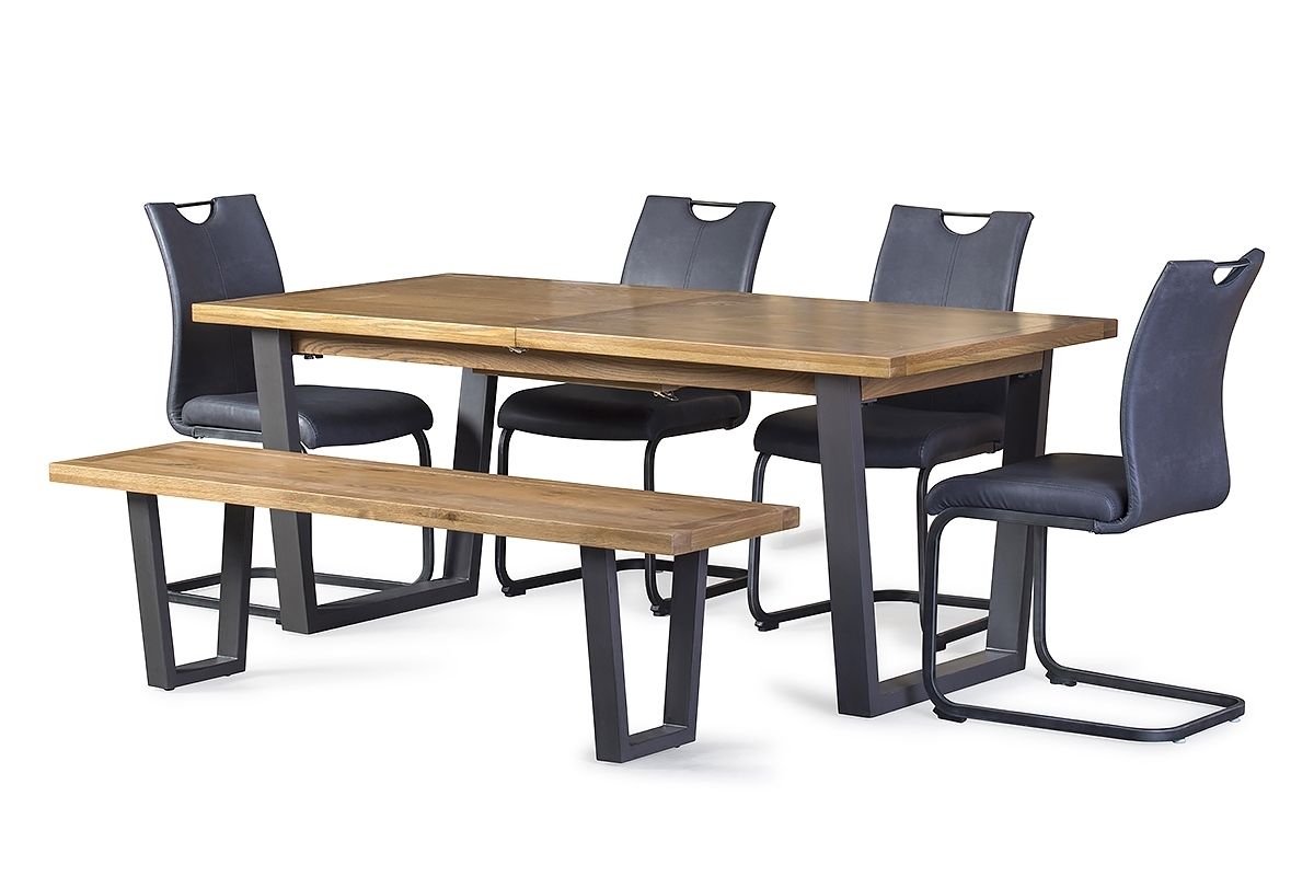 Latest Century 1.8 – 2.3m Extending Dining Table + Bench +4x Bess Chairs Within 4 Seater Extendable Dining Tables (Photo 23 of 25)